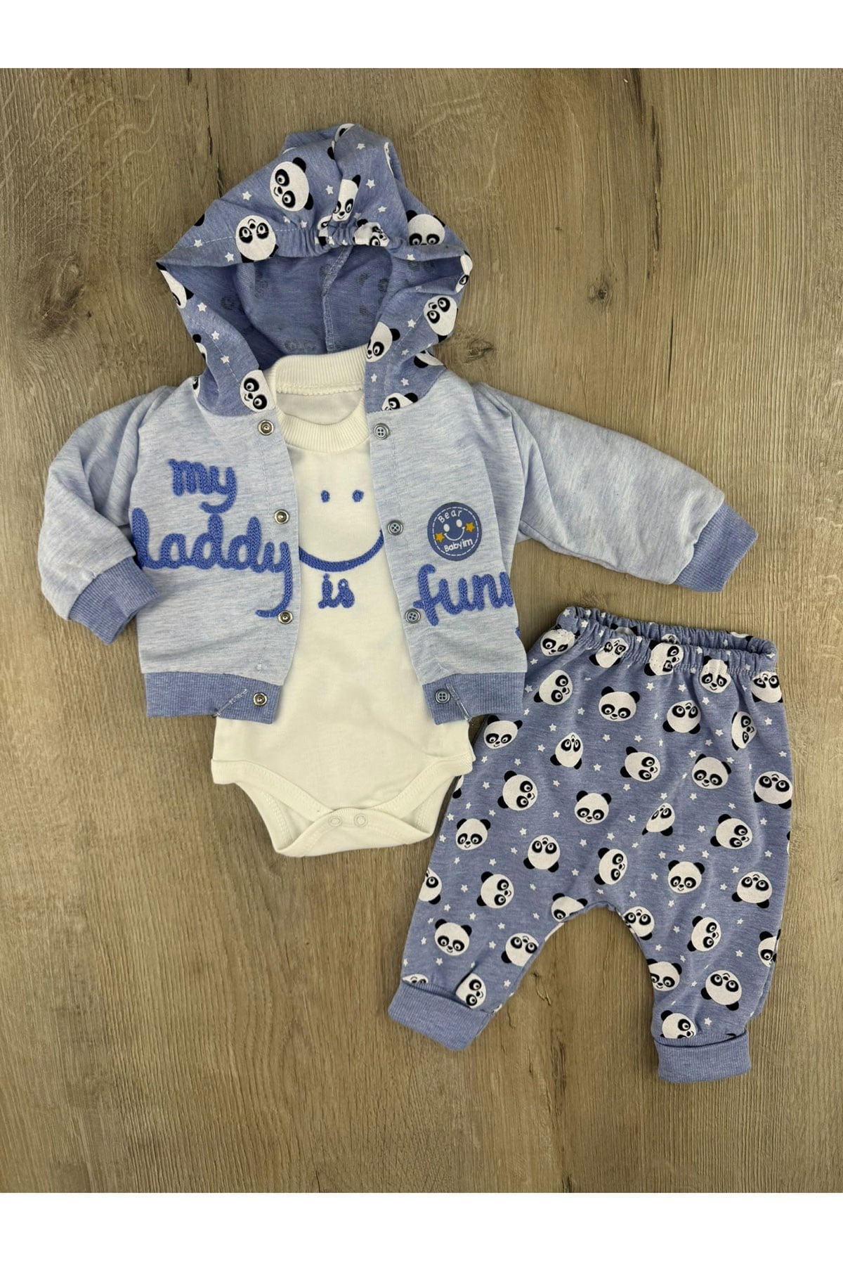Babyim (0-9 Ay) Funny Desenli 3Lü Hırkalı Takım