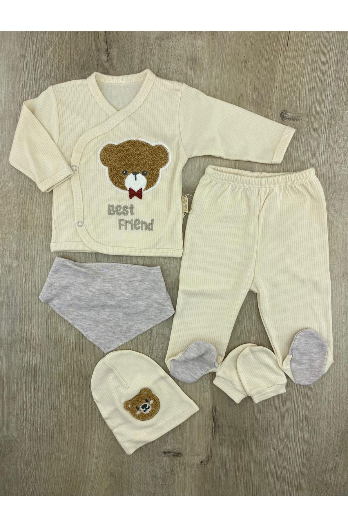Babyim 2158 Best Friends Ayıcık Desenli Zıbın Takımı