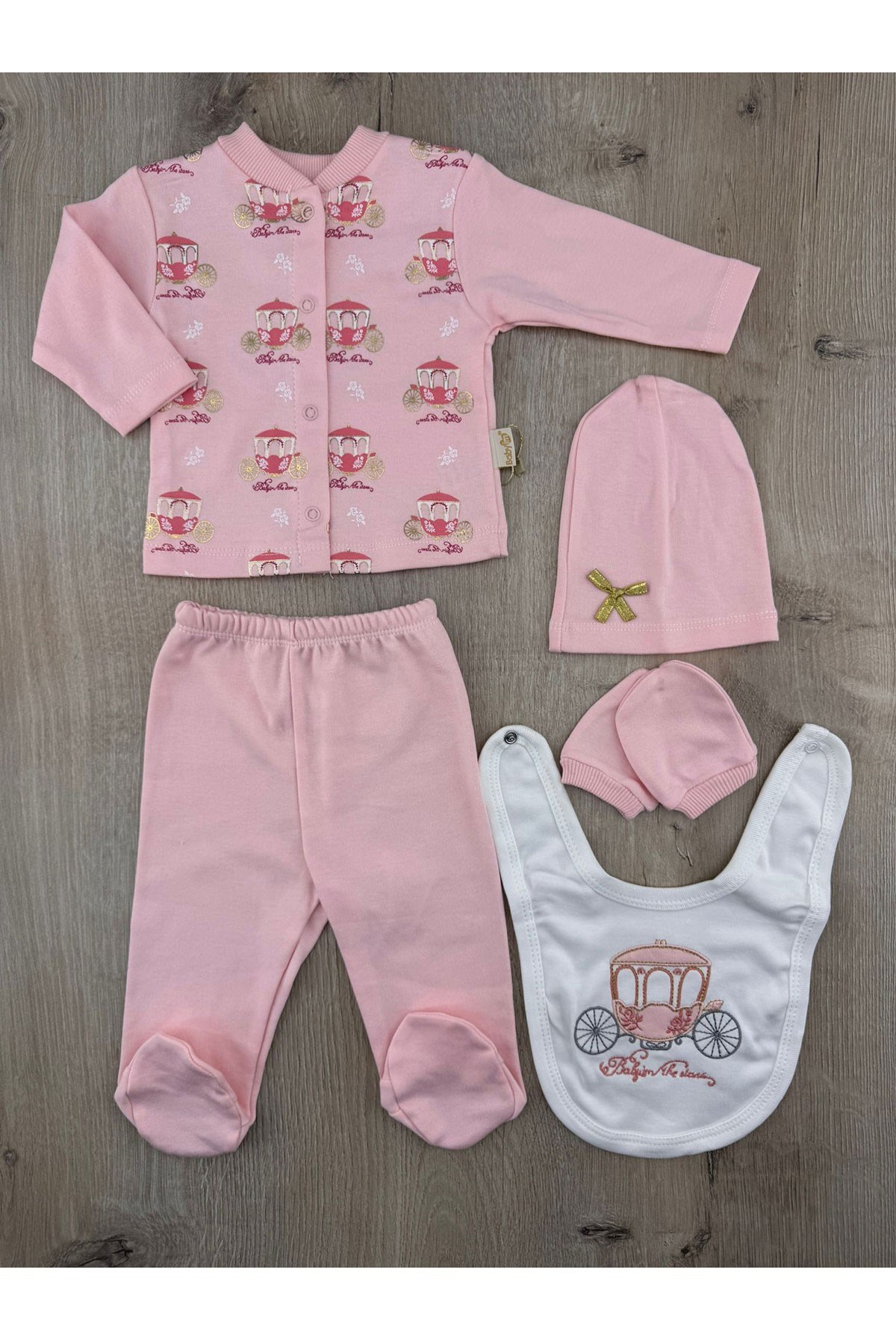 Babyim 2238 (0-3 Ay) Nostaljik Fayton Desenli Zıbın Takımı