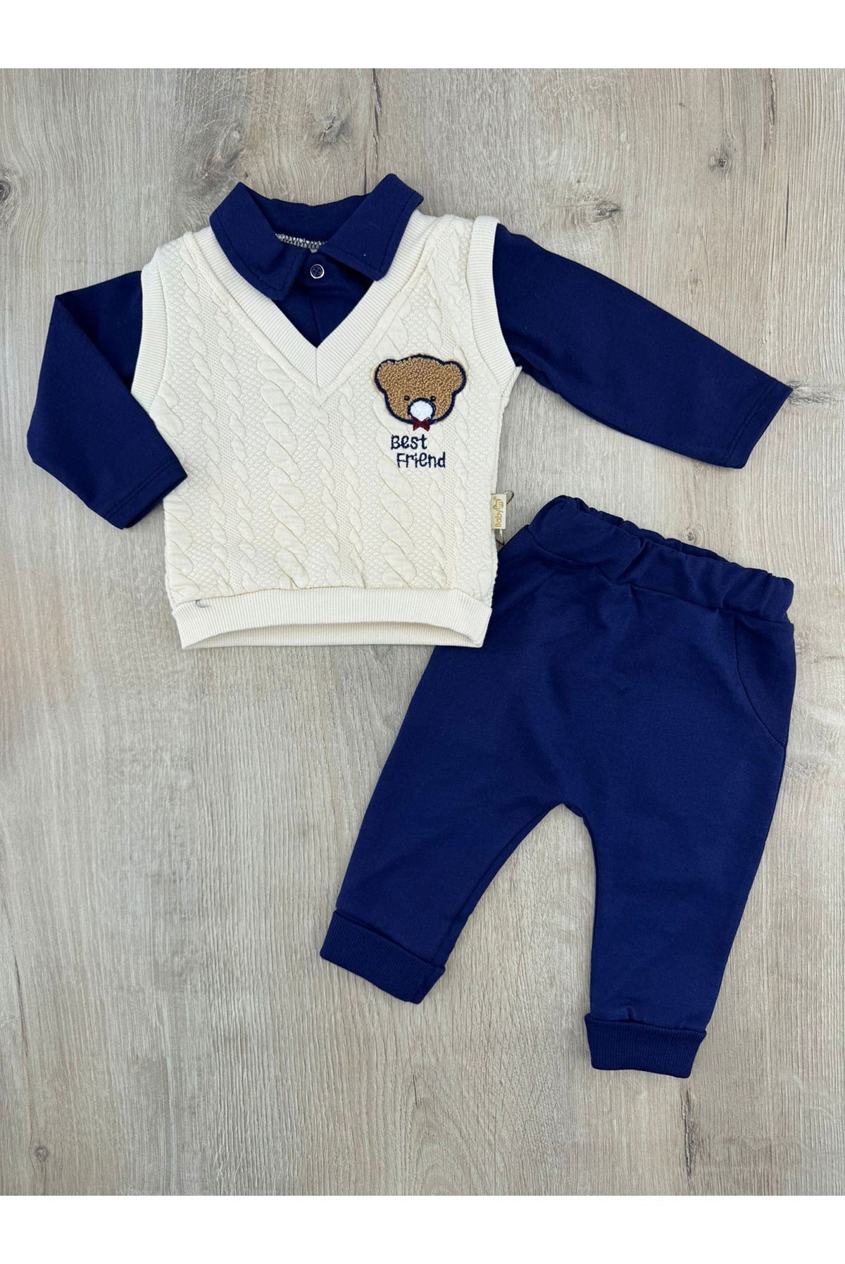 Babyim (3-12 Ay) 2430 Best Friends Desenli Yakalı İkili Takım