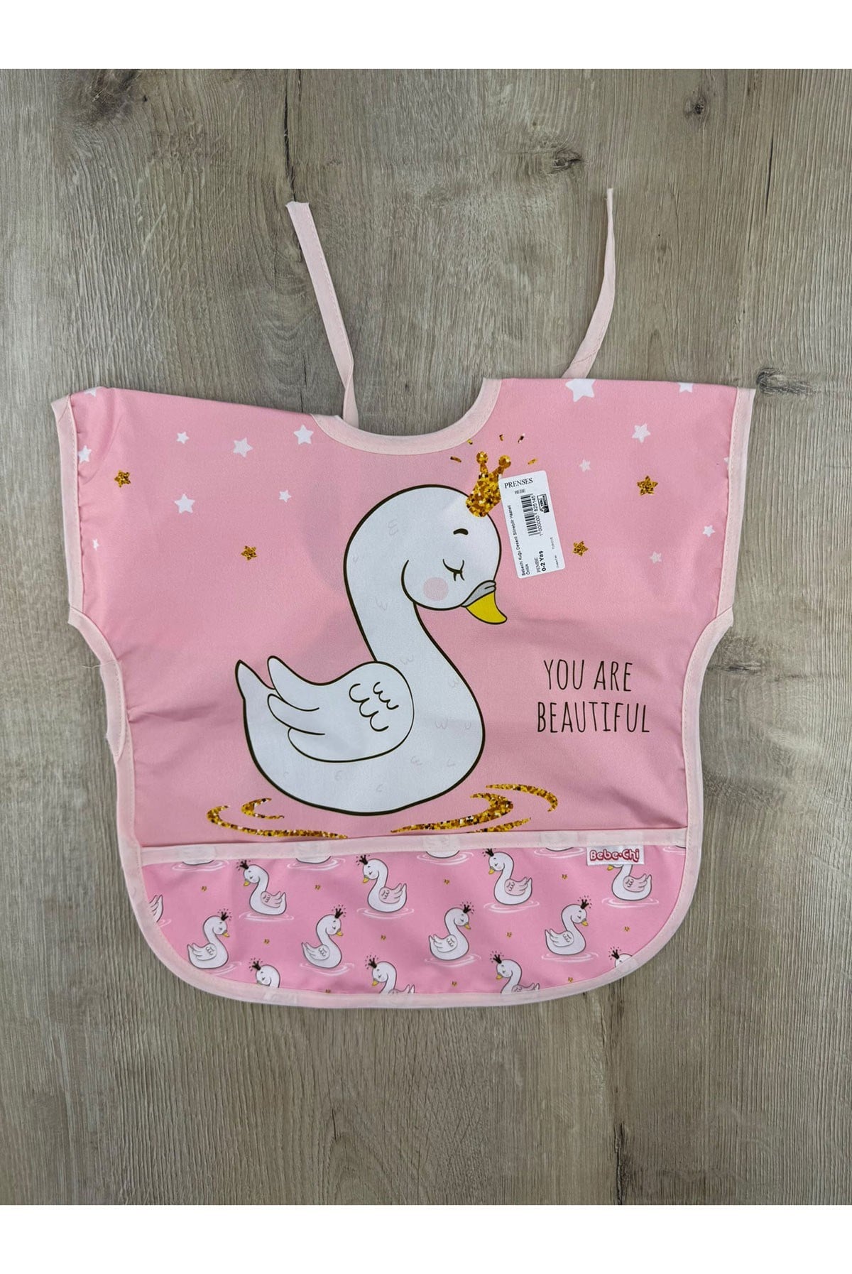 Bebechi Kuğu Desenli Silinebilir Hazneli Önlük