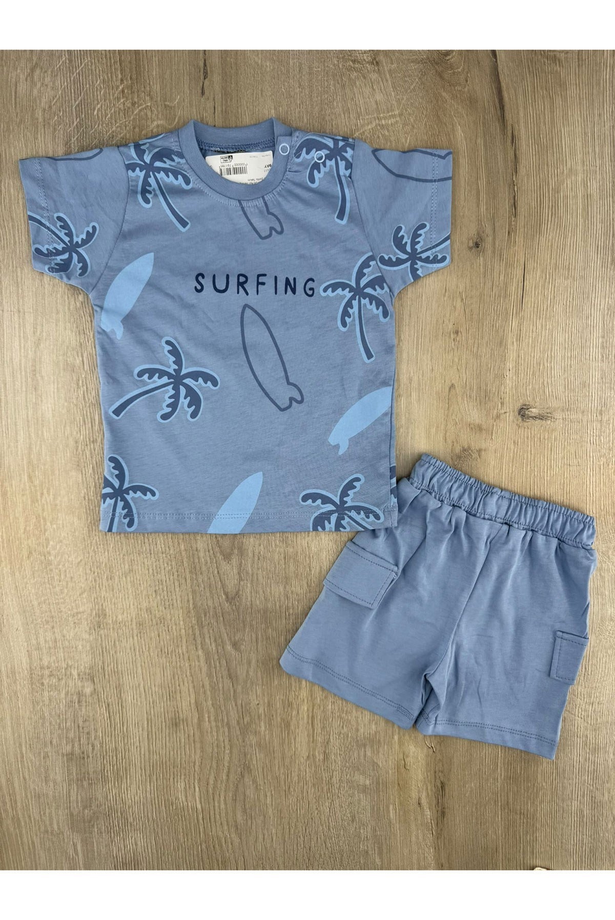 Clup Polo (9-24 Ay) Surfing Palmiye Desenli Şortlu Takım