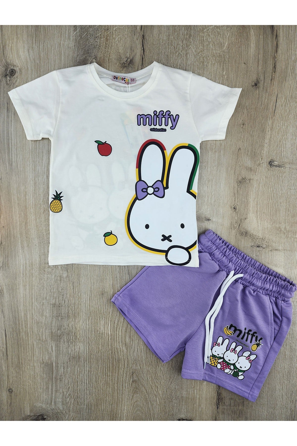 Defnecan (3-10 Yaş) Miffy Desenli Sırt Baskılı Şortlu Takım