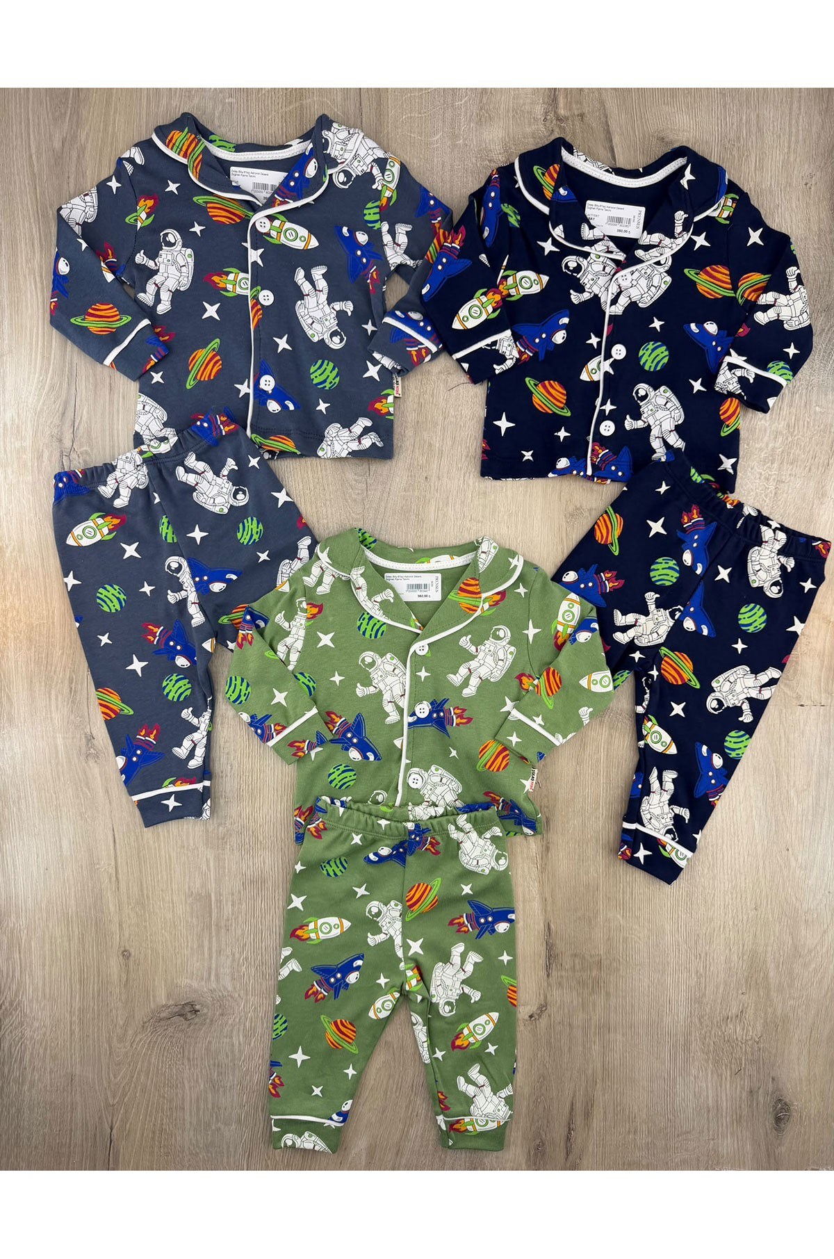 Dolaş (6Ay-6Yaş) Astronot Desenli Düğmeli Pijama Takımı