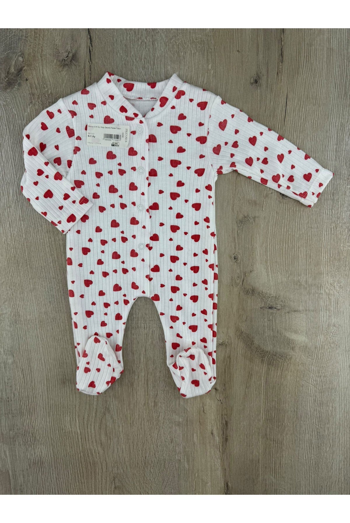 Gonca (0-6 Ay) Minik Kalp Desenli Patikli Tulum