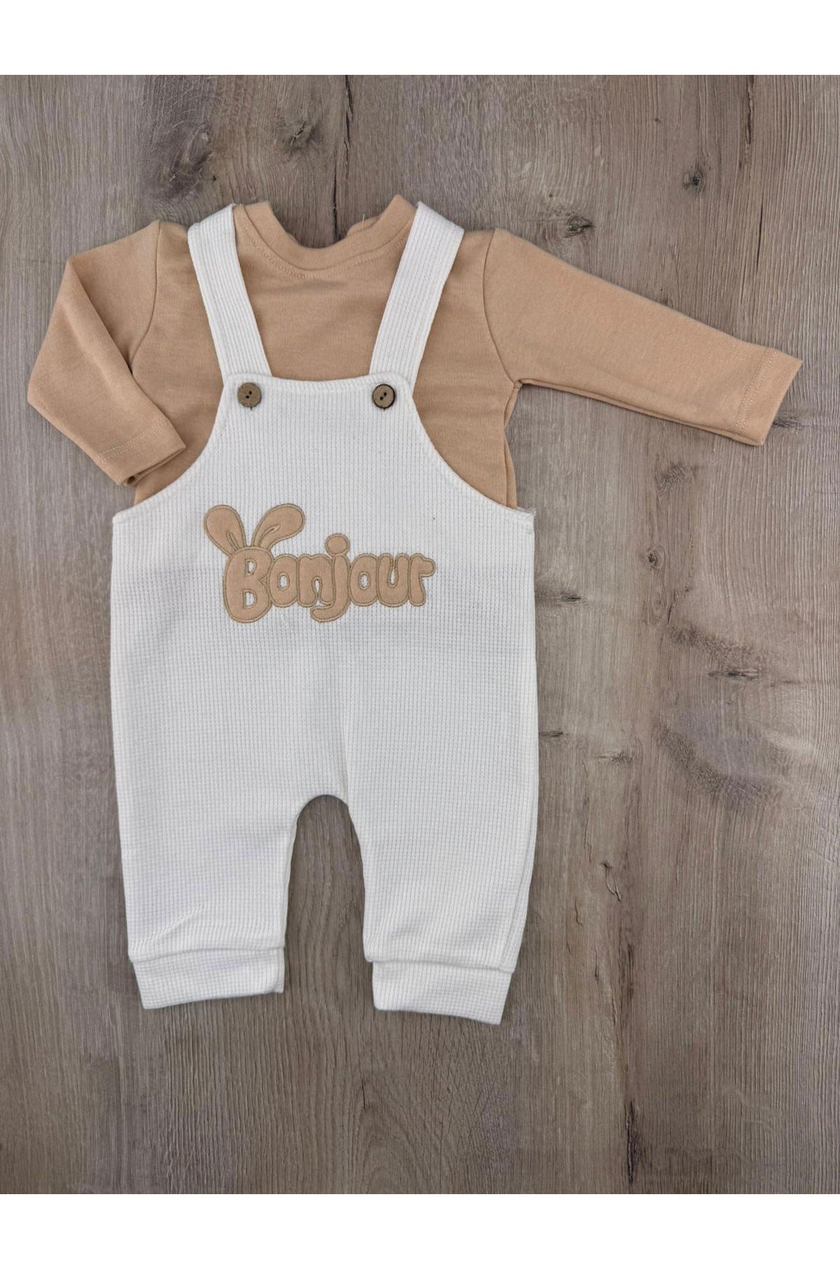 Gözde Baby (6-24 Ay) Bonjour Desenli Badili Waffle Kumaş Slopet