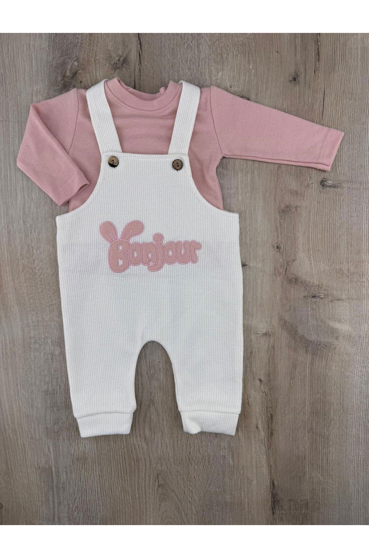 Gözde Baby (6-24 Ay) Bonjour Desenli Badili Waffle Kumaş Slopet