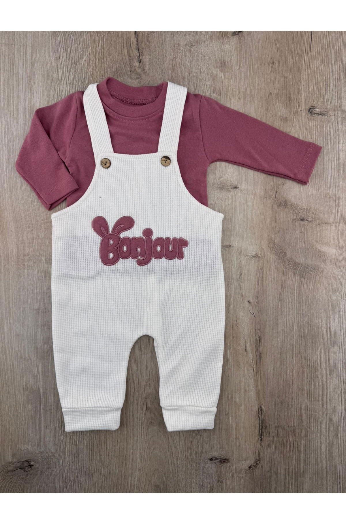 Gözde Baby (6-24 Ay) Bonjour Desenli Badili Waffle Kumaş Slopet