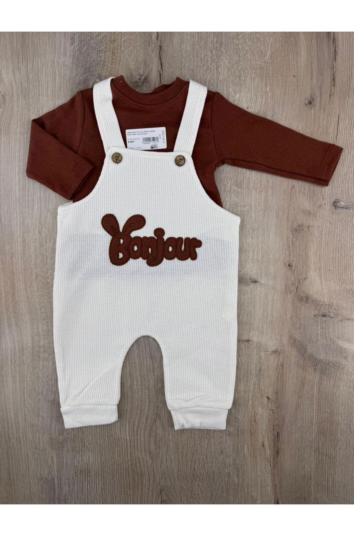 Gözde Baby (6-24 Ay) Bonjour Desenli Badili Waffle Kumaş Slopet