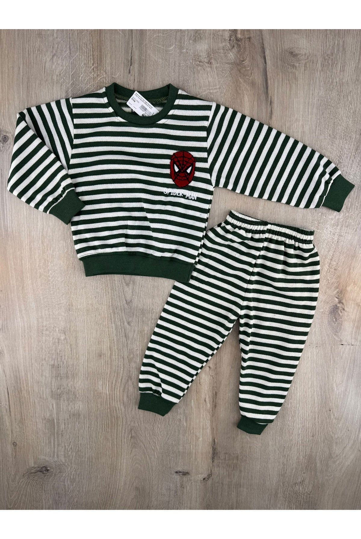 Keskincan (2-5 Yaş) Çizgili Spiderman Armalı İnce Şardonlu Mevsimlik Takım