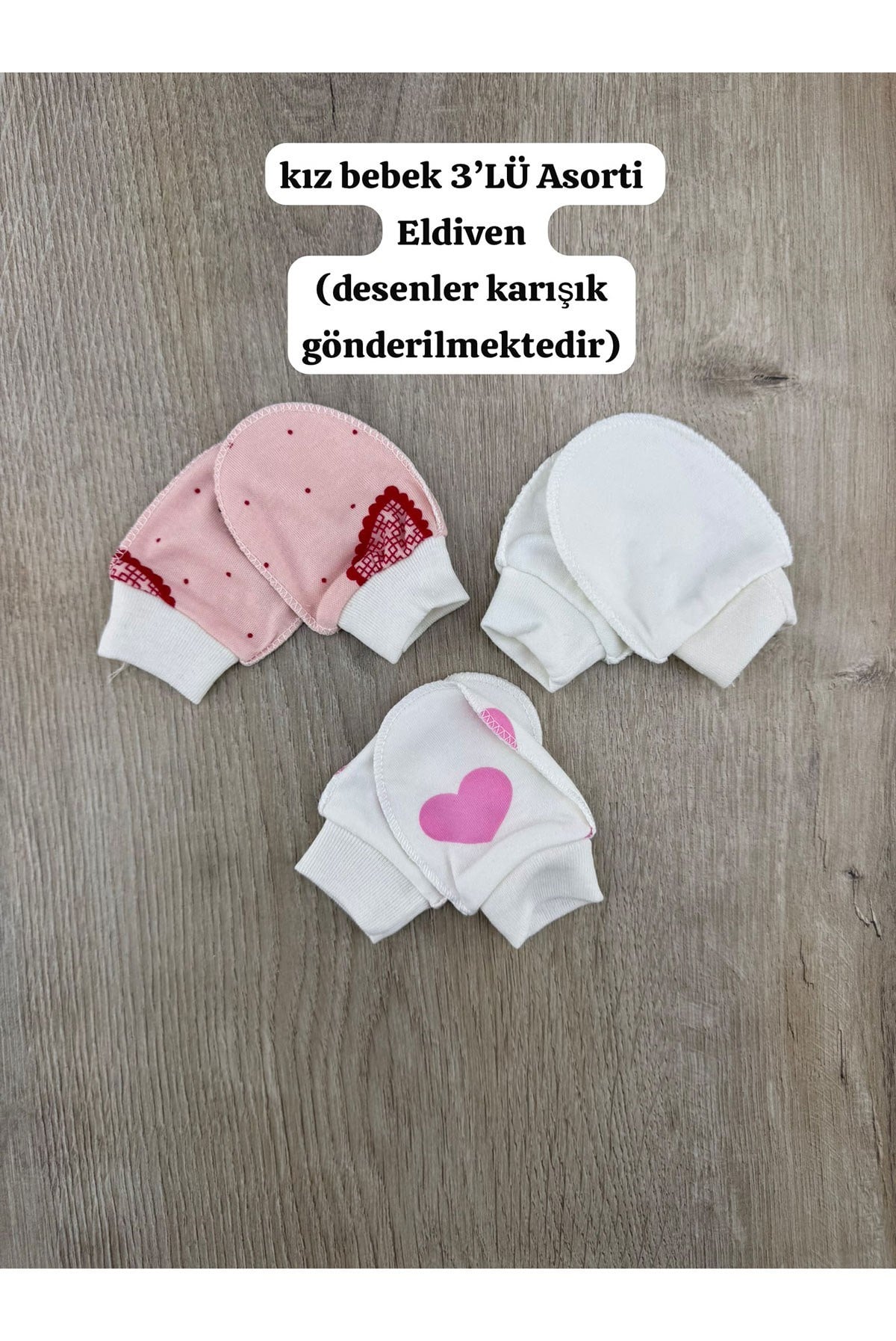 Kız Bebek 3`lü Eldiven Asorti