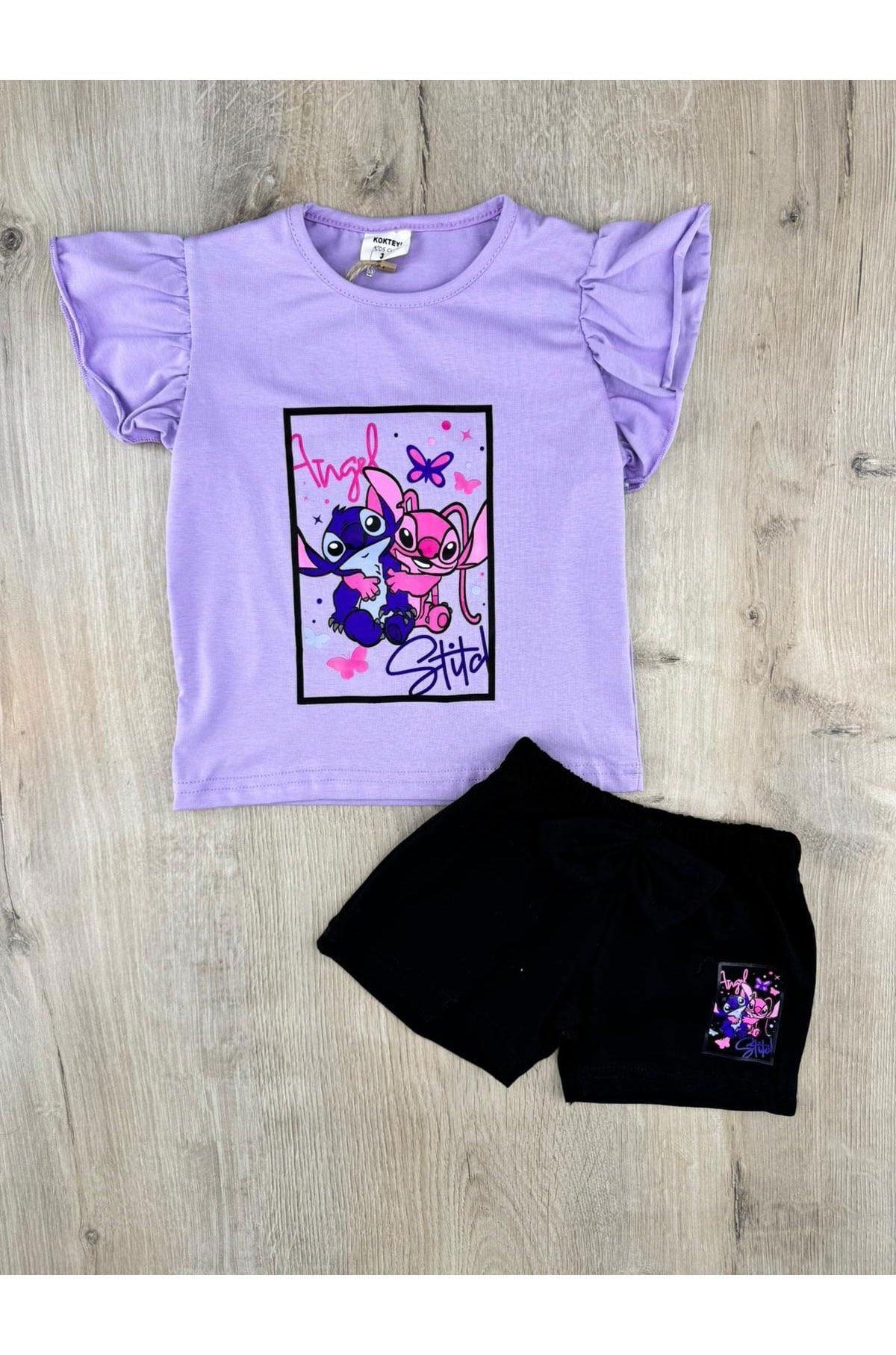 Kokteyl (3-6 Yaş) Kelebek-Stitch Desenli Şortlu Takım