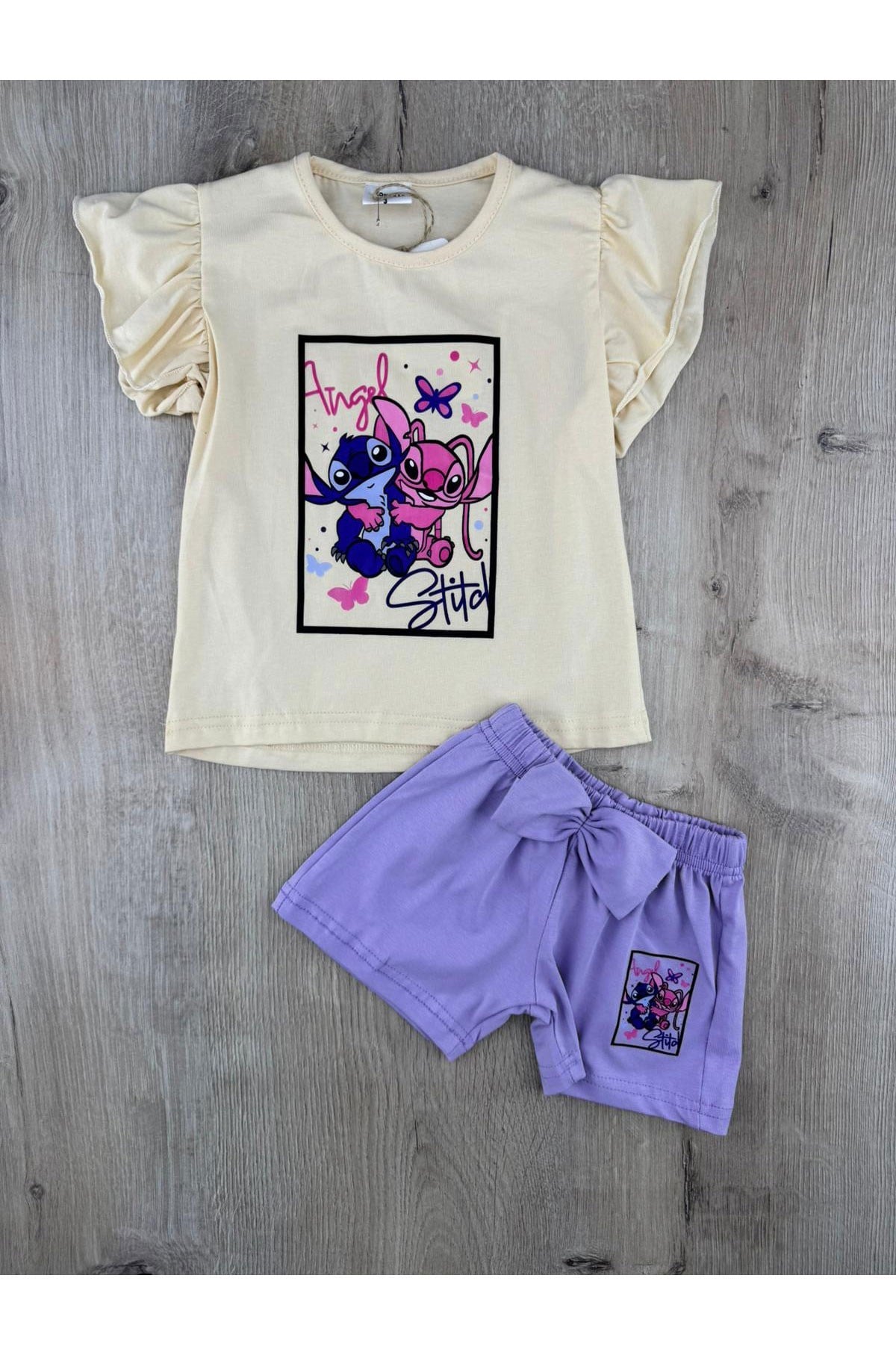 Kokteyl (3-6 Yaş) Kelebek-Stitch Desenli Şortlu Takım