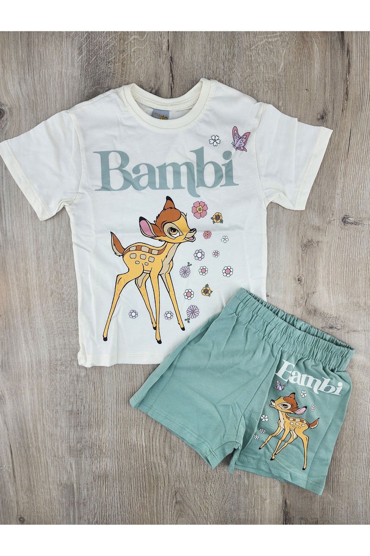 MDY (3-10 Yaş) Bambi Çiçek Desenli Şortlu Takım