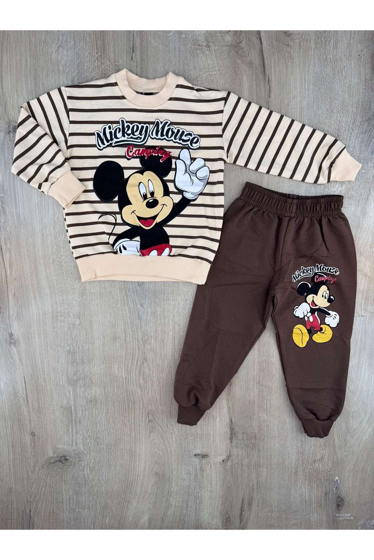 MDY (3-10 Yaş) Çizgili Mickey Desenli Mevsimlik Takım