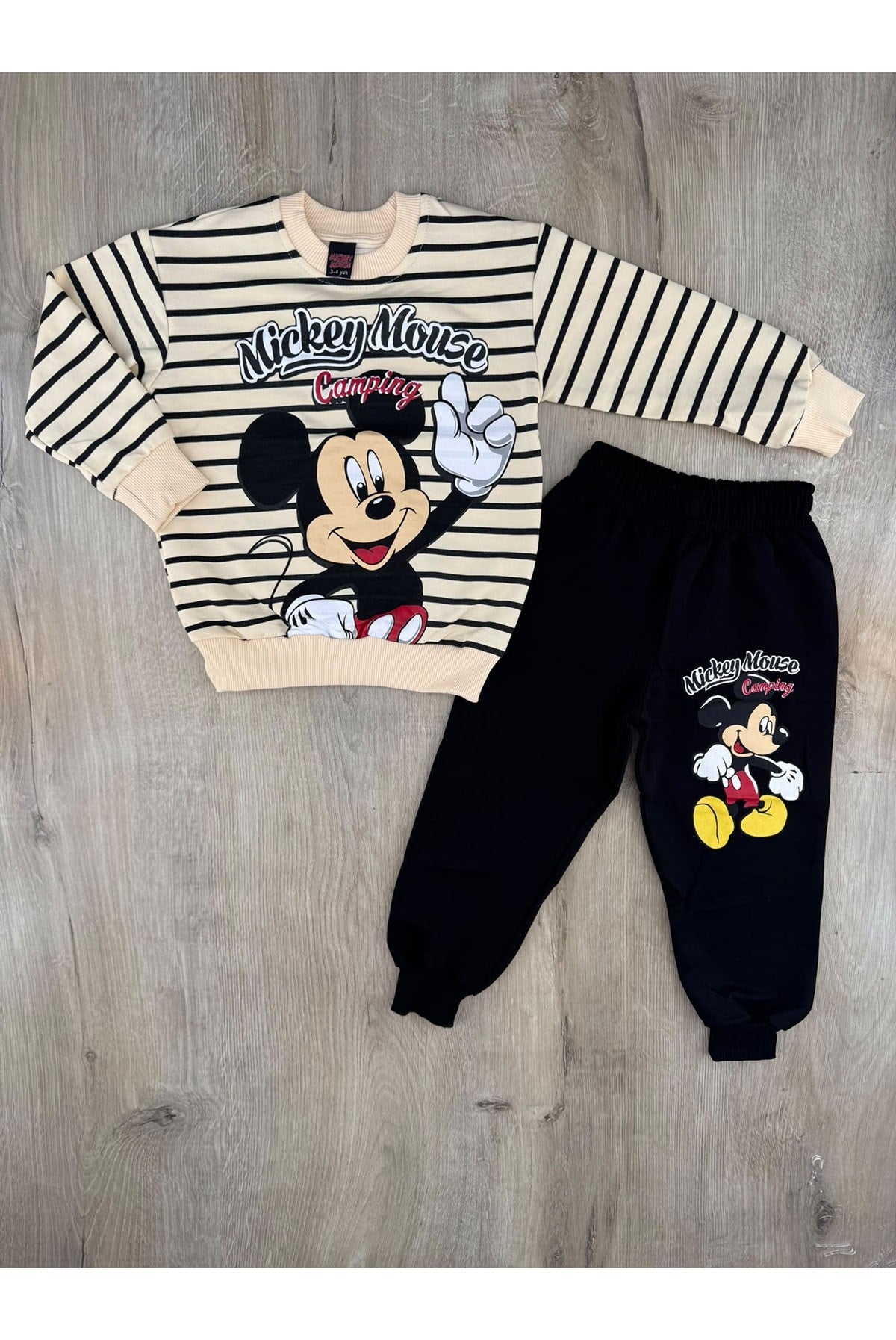 MDY (3-10 Yaş) Çizgili Mickey Desenli Mevsimlik Takım