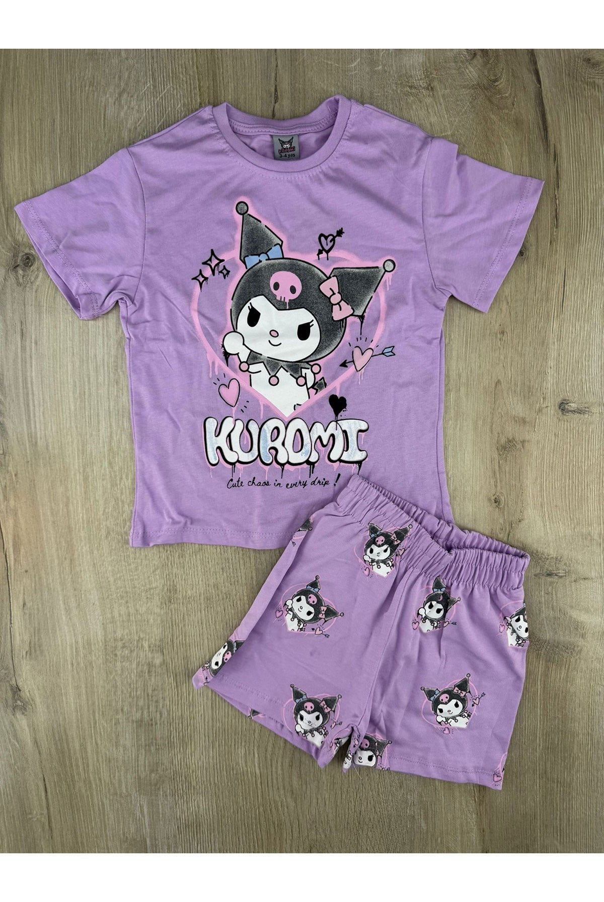 MDY (3-10 Yaş) Kuromi-2 Desenli Şortlu Takım