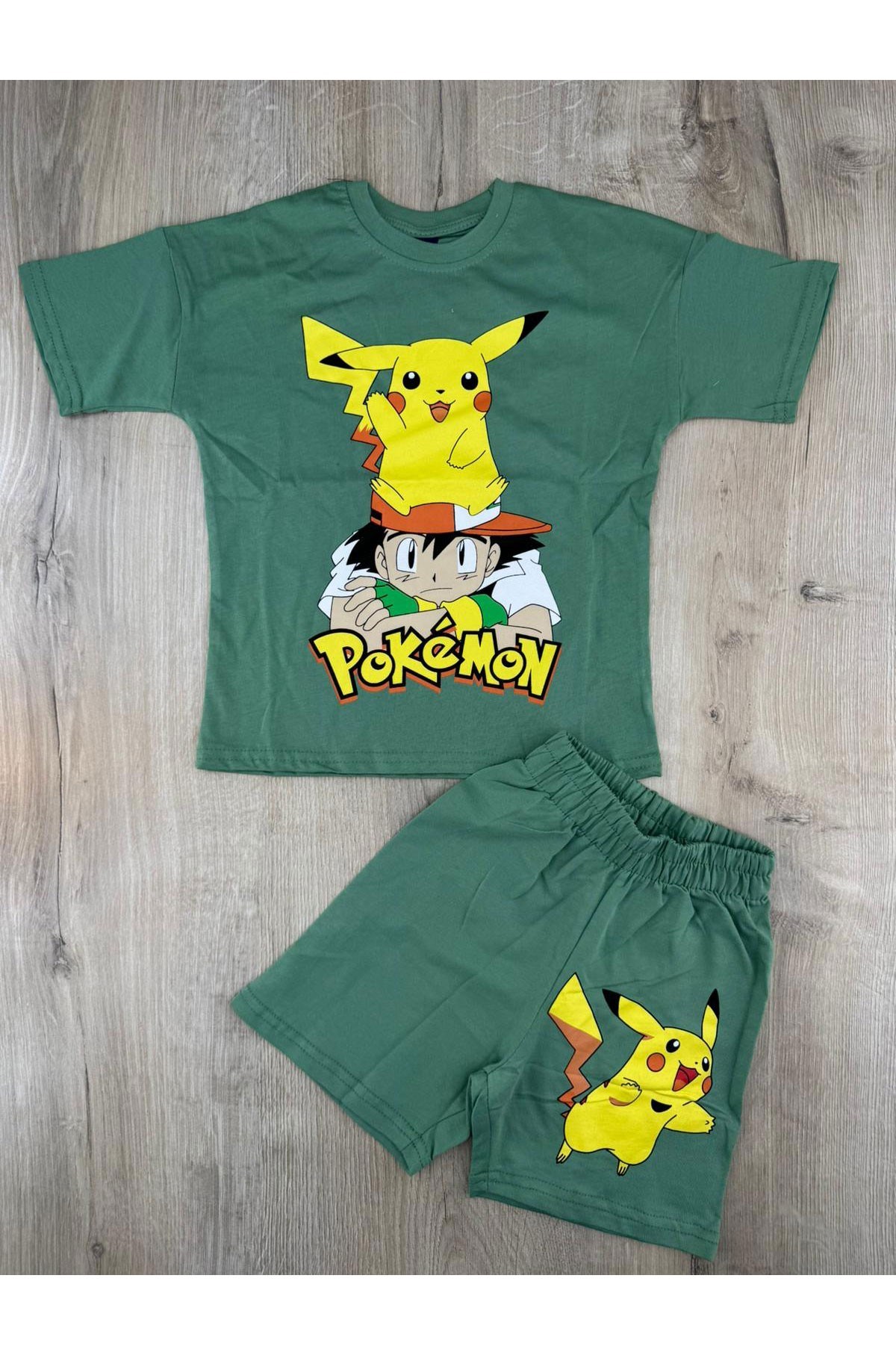 MDY (3-10 Yaş) Pikachu Desenli Şortlu Takım