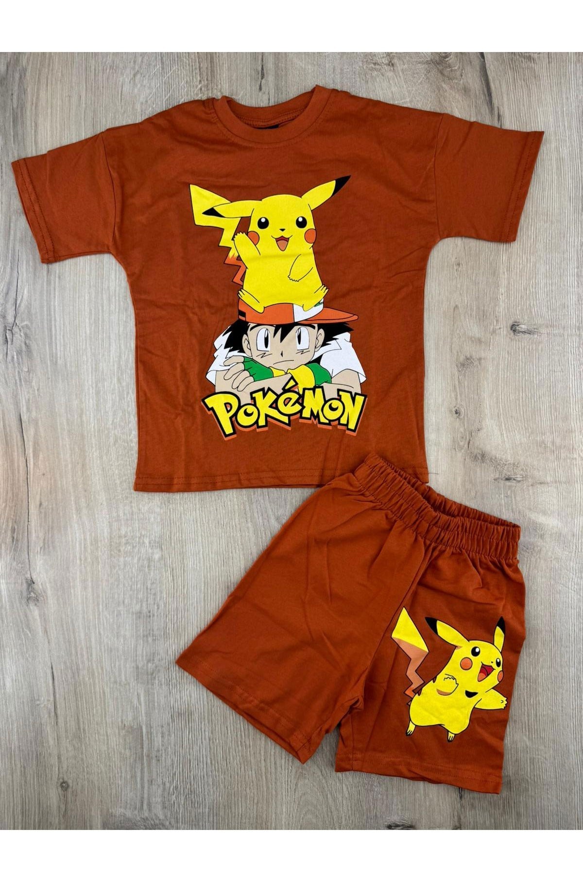 MDY (3-10 Yaş) Pikachu Desenli Şortlu Takım