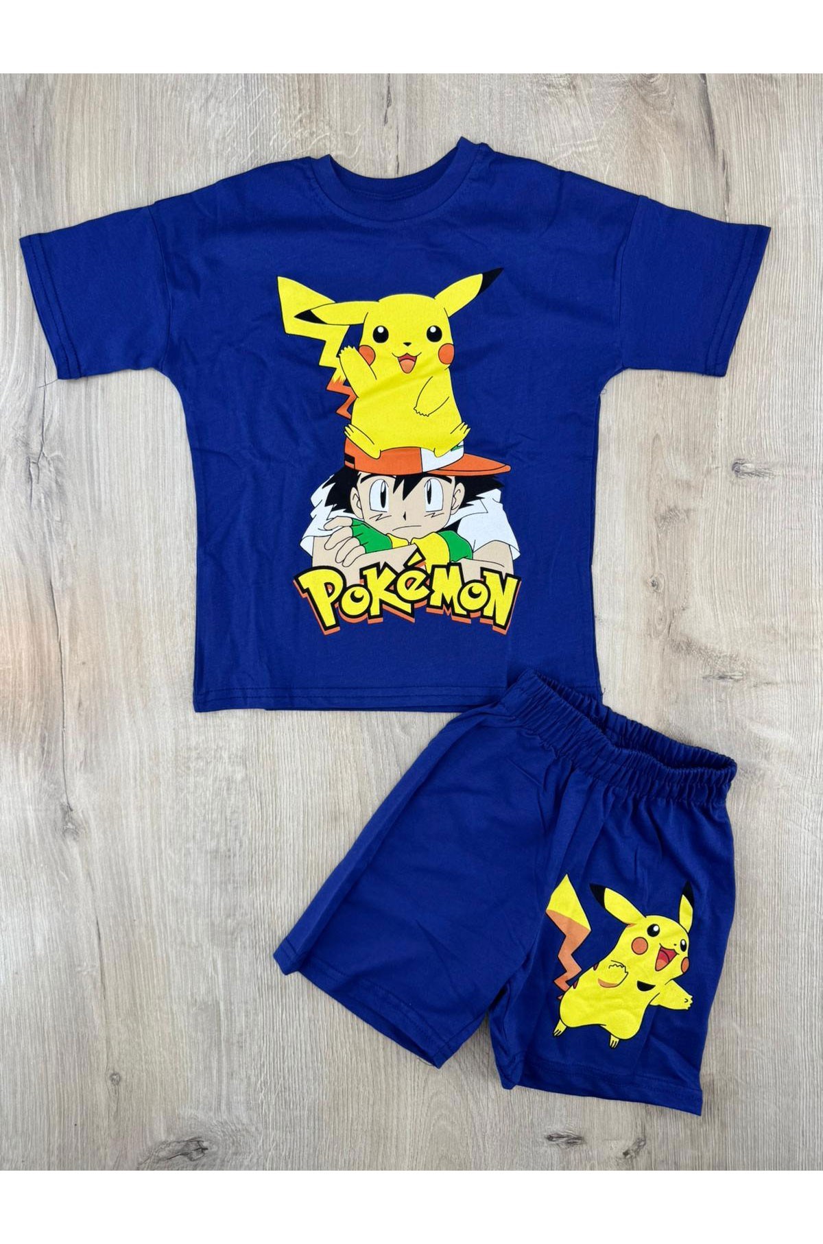 MDY (3-10 Yaş) Pikachu Desenli Şortlu Takım