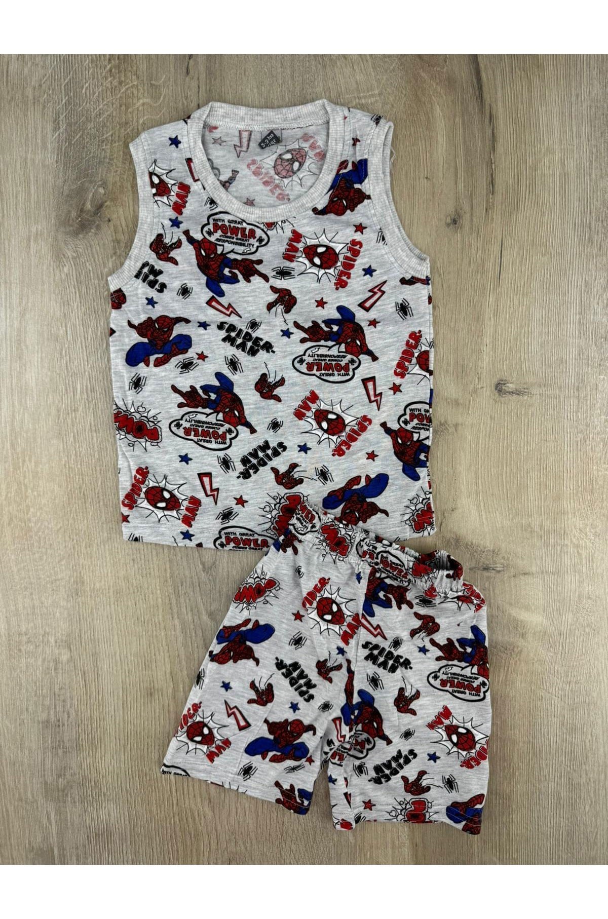 MDY (3-6Yaş) POW Spiderman Desenli Askılı Takım