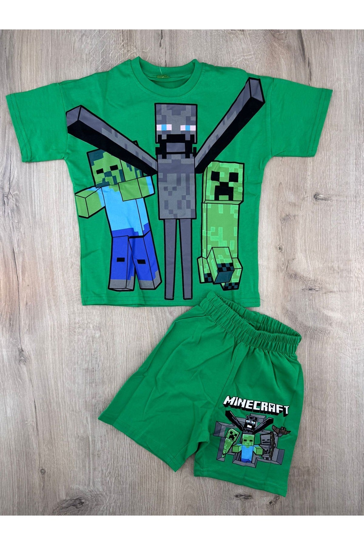 MDY(3-10 Yaş) Minecraft Desenli Şortlu Takım