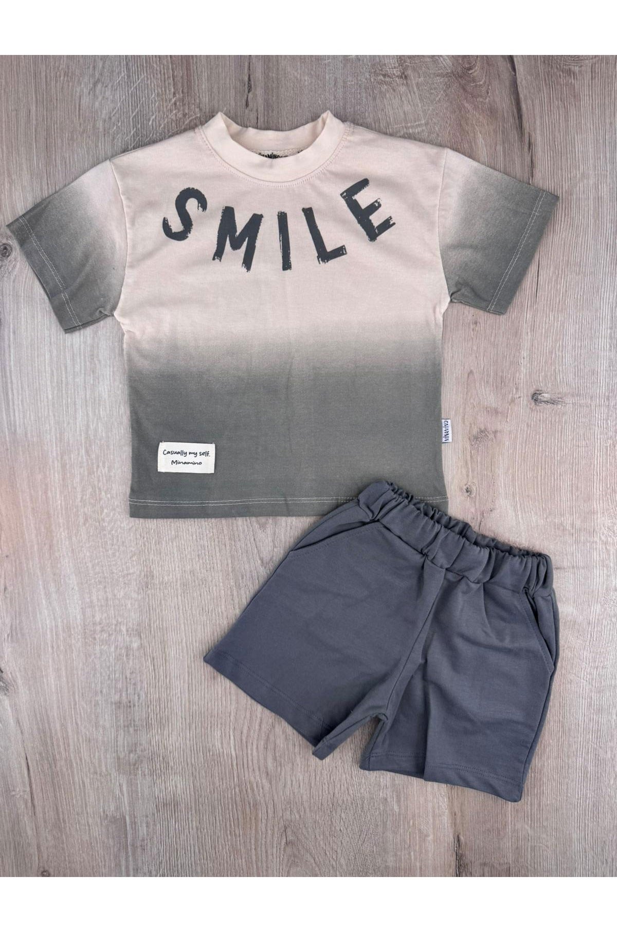 Minamino (2-5 Yaş) Smile Desenli Şortlu Takım