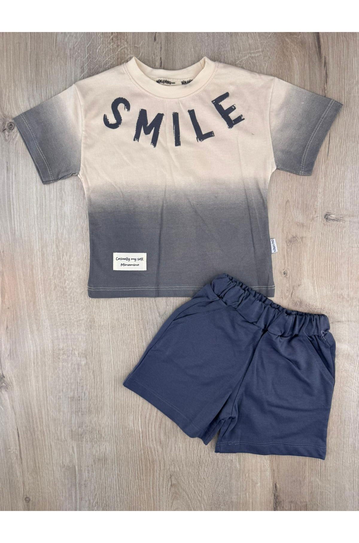 Minamino (2-5 Yaş) Smile Desenli Şortlu Takım