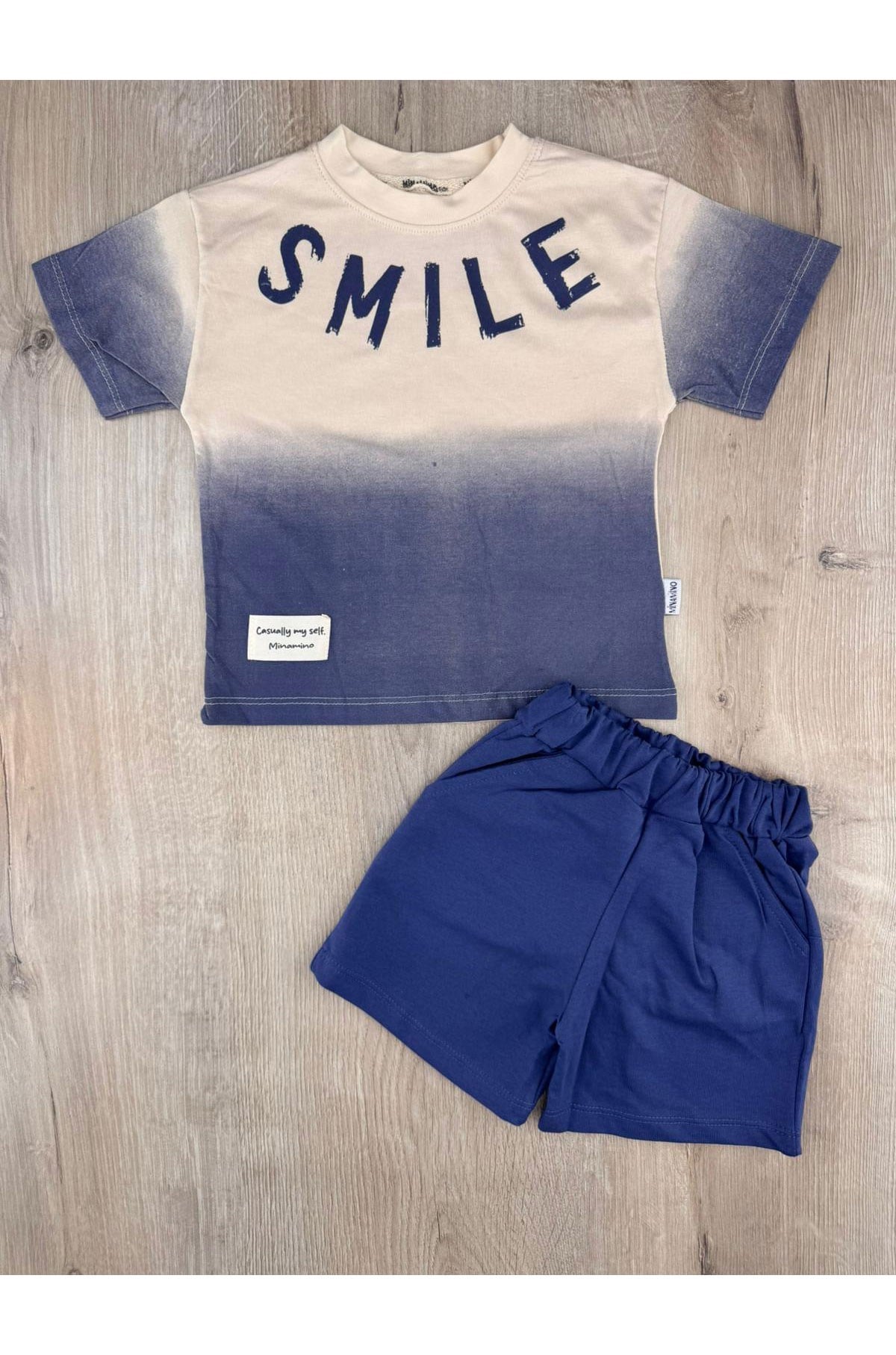 Minamino (2-5 Yaş) Smile Desenli Şortlu Takım