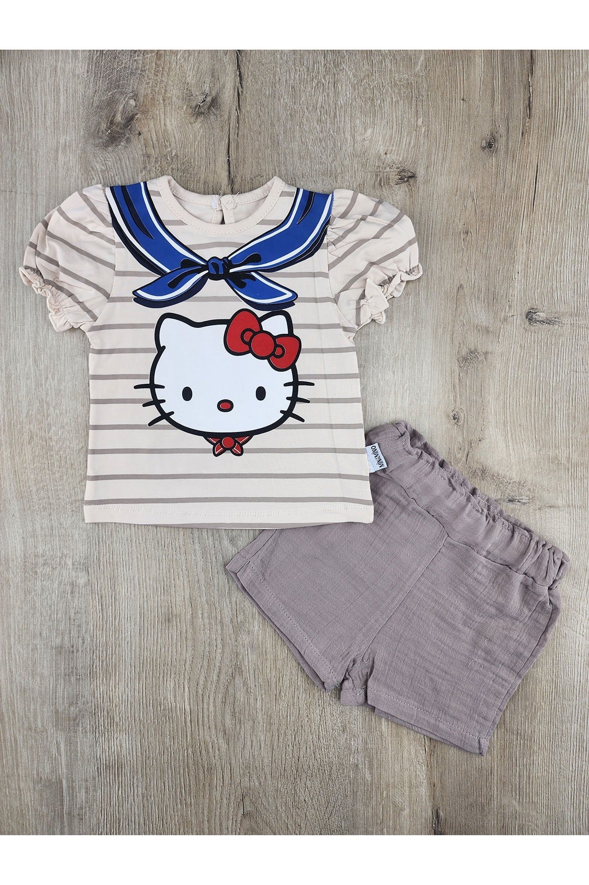 Minamino (6-24 Ay) Hello Kitty Desenli Müslin Şortlu Takım