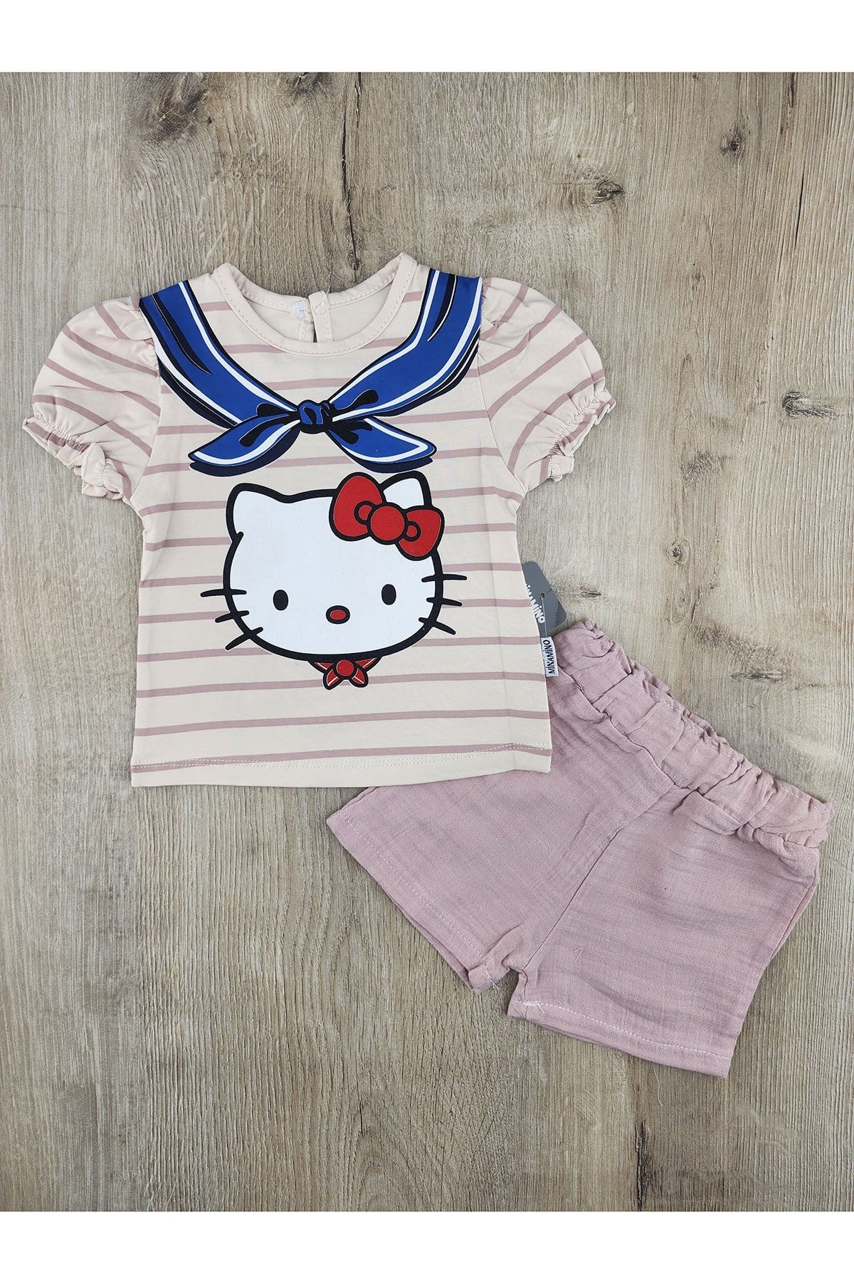 Minamino (6-24 Ay) Hello Kitty Desenli Müslin Şortlu Takım