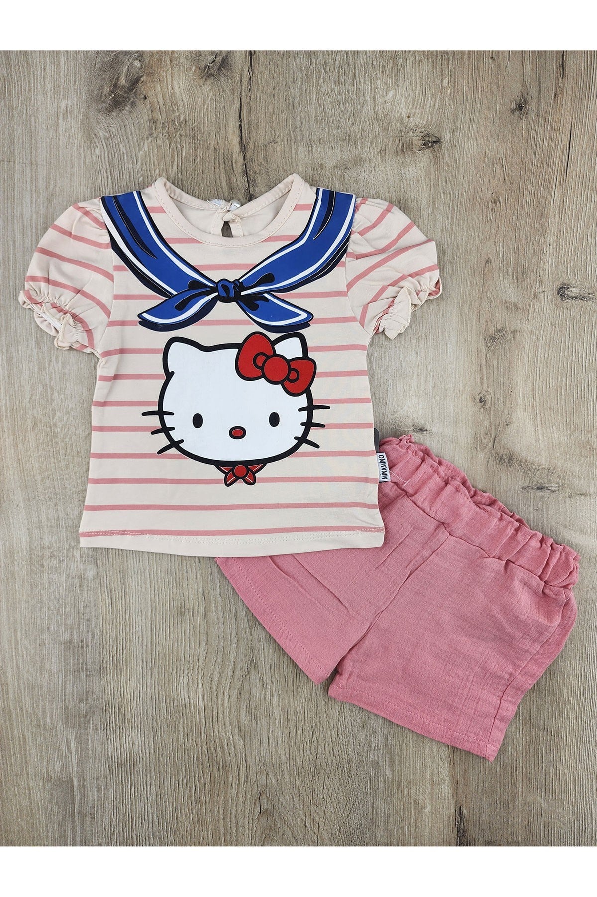 Minamino (6-24 Ay) Hello Kitty Desenli Müslin Şortlu Takım