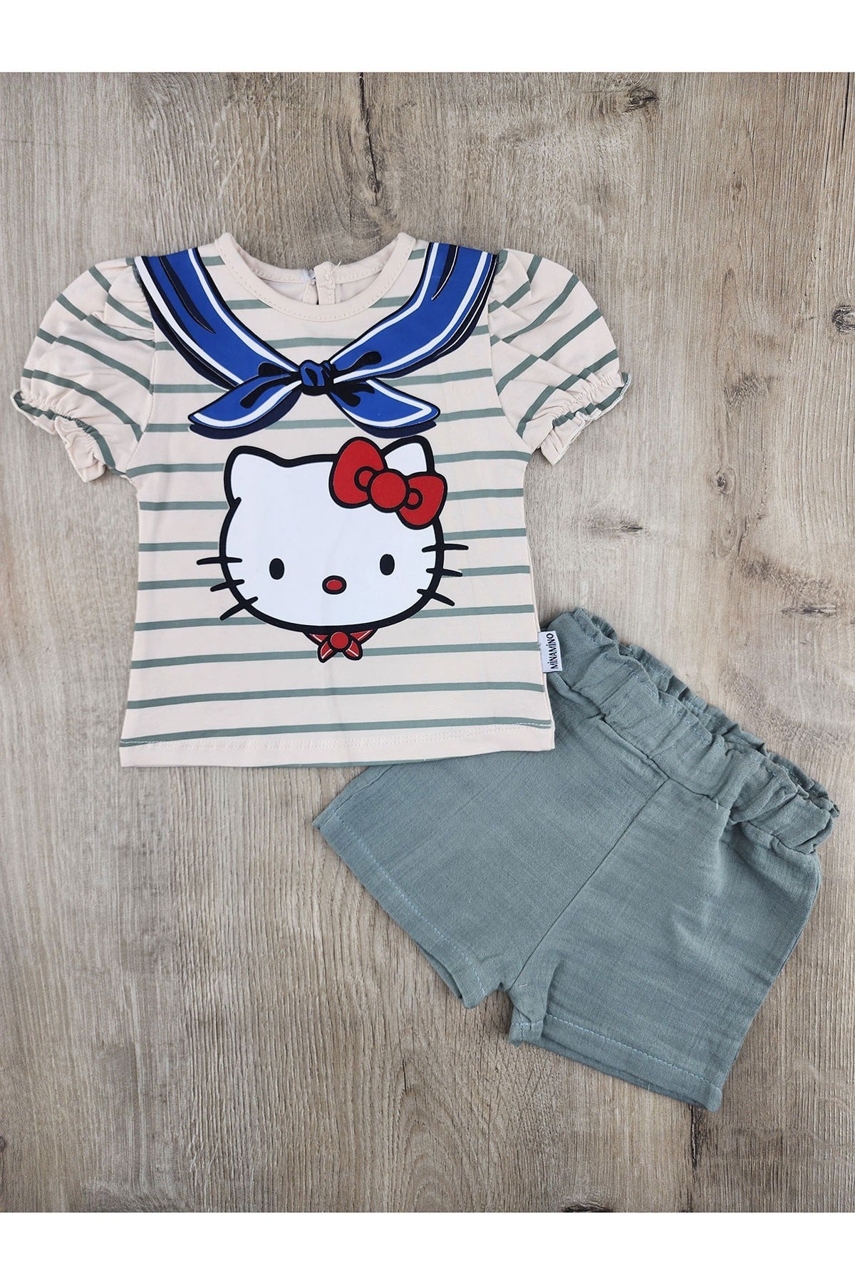 Minamino (6-24 Ay) Hello Kitty Desenli Müslin Şortlu Takım