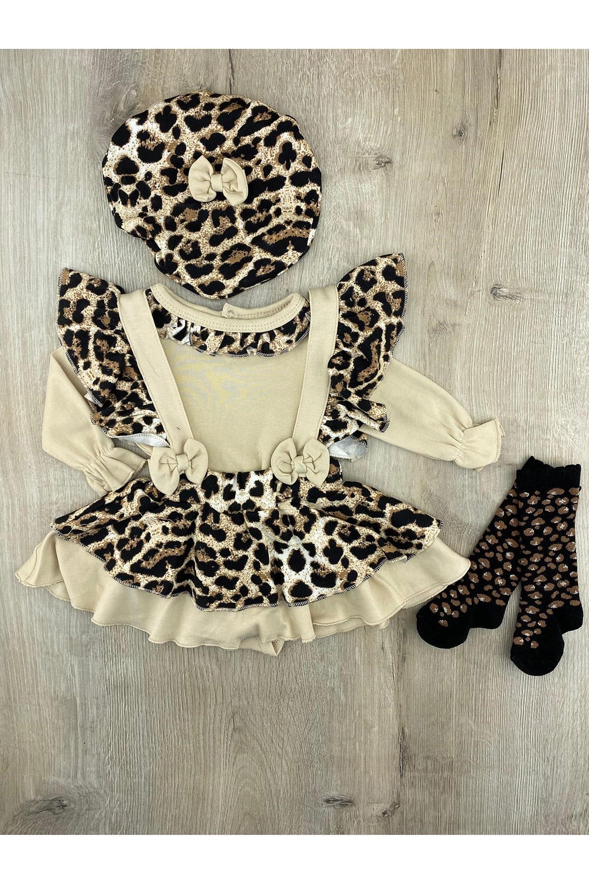 Mini Cayzen Leopar Desenli 4Lü Takım