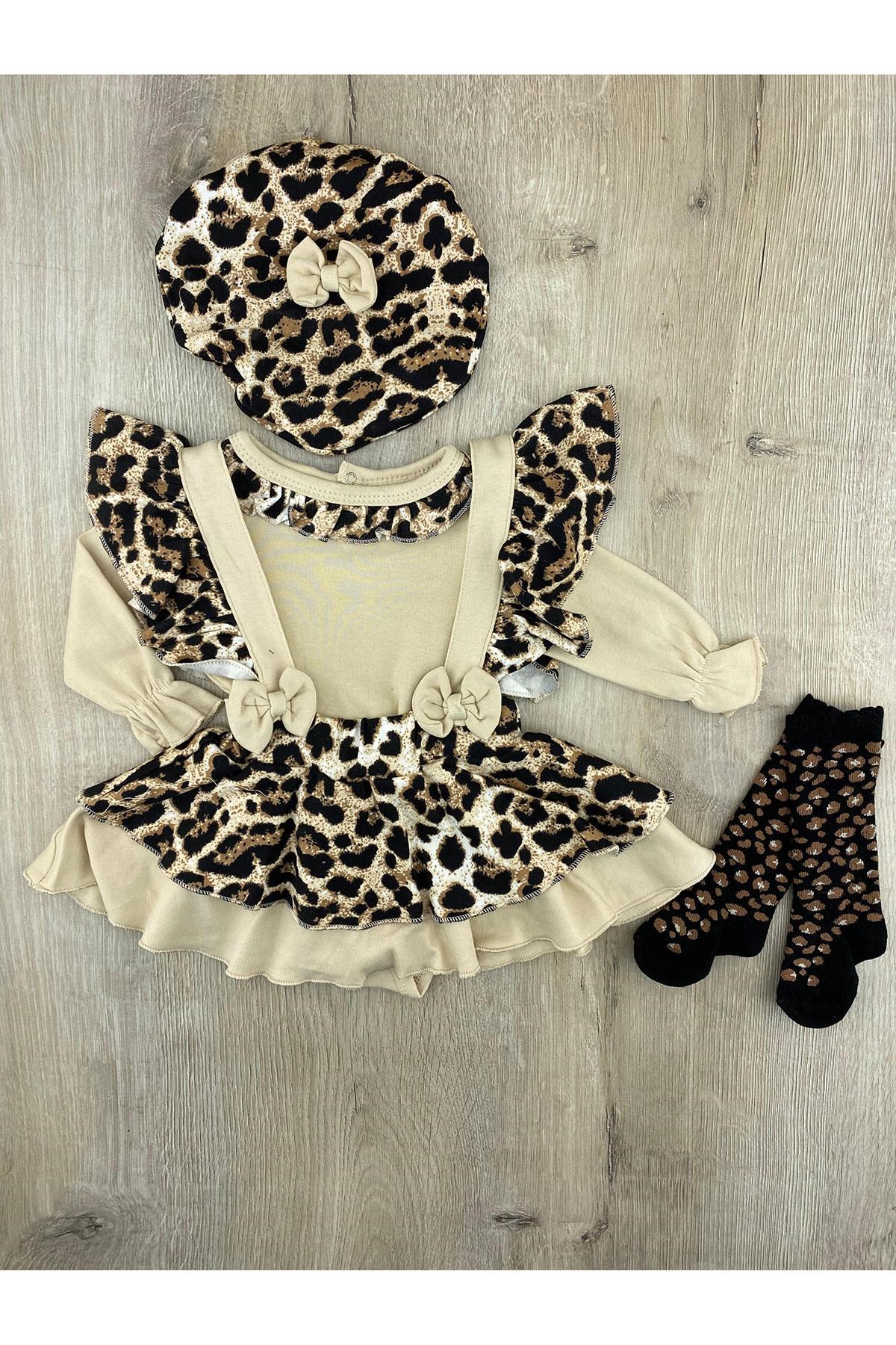 Mini Cayzen Leopar Desenli 4Lü Takım