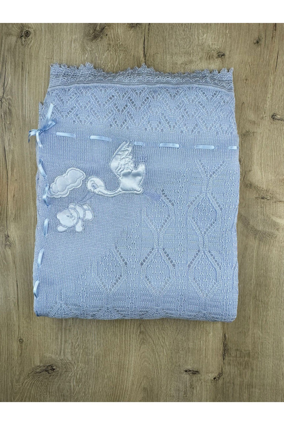 MızMız-26 Örgü İçi Astarlı Bebek Battaniyesi Ebat 79x89Cm