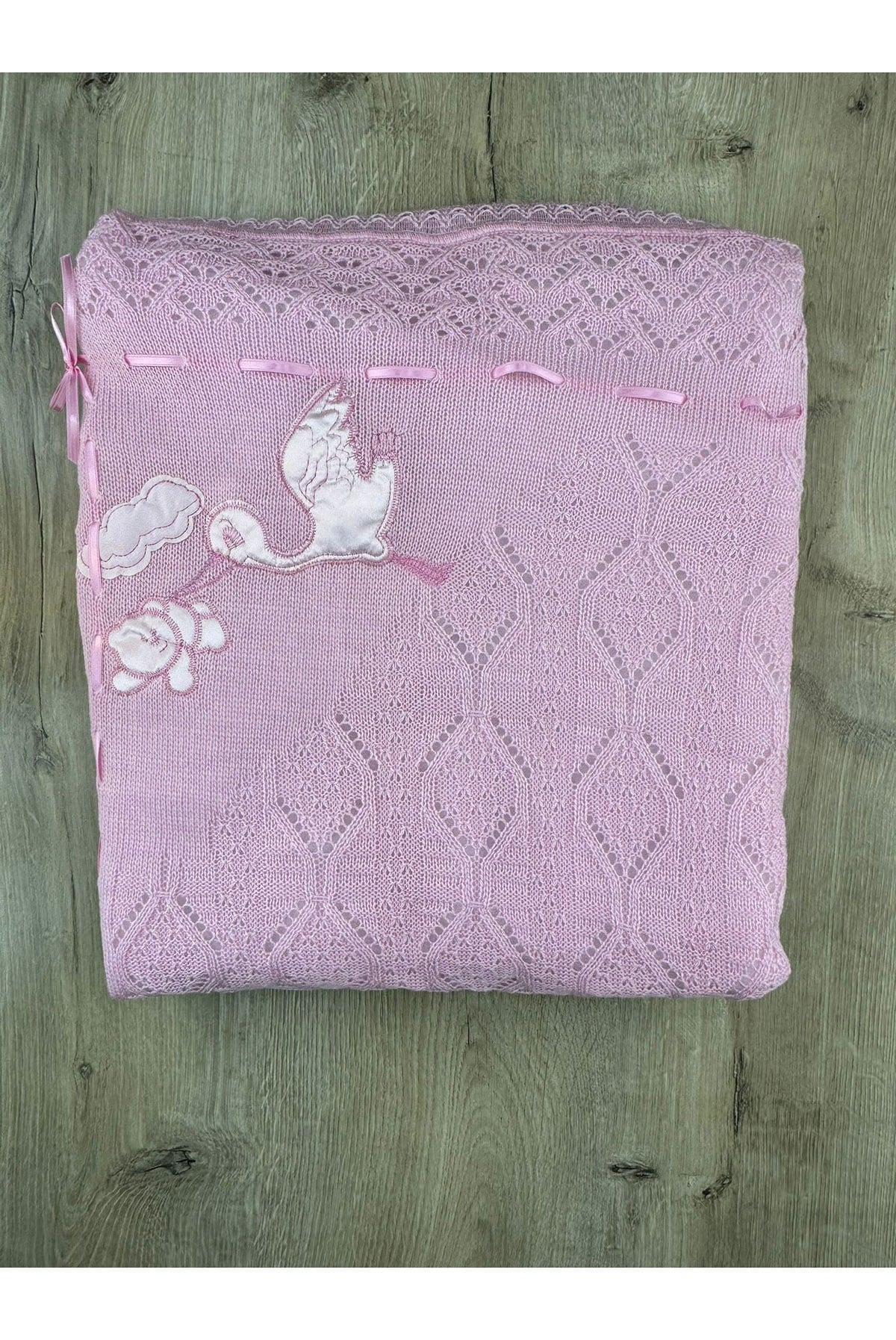 MızMız-26 Örgü İçi Astarlı Bebek Battaniyesi Ebat 79x89Cm
