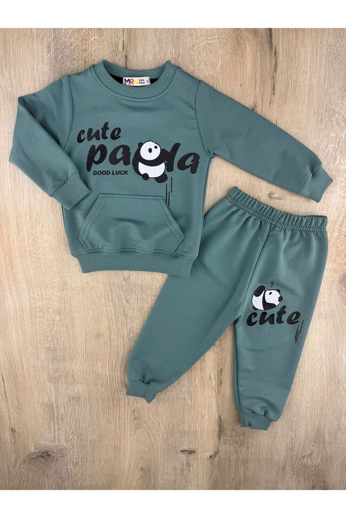 MRN (1-4 Yaş) Cute Panda Desenli Önü Cepli Mevsimlik Takım