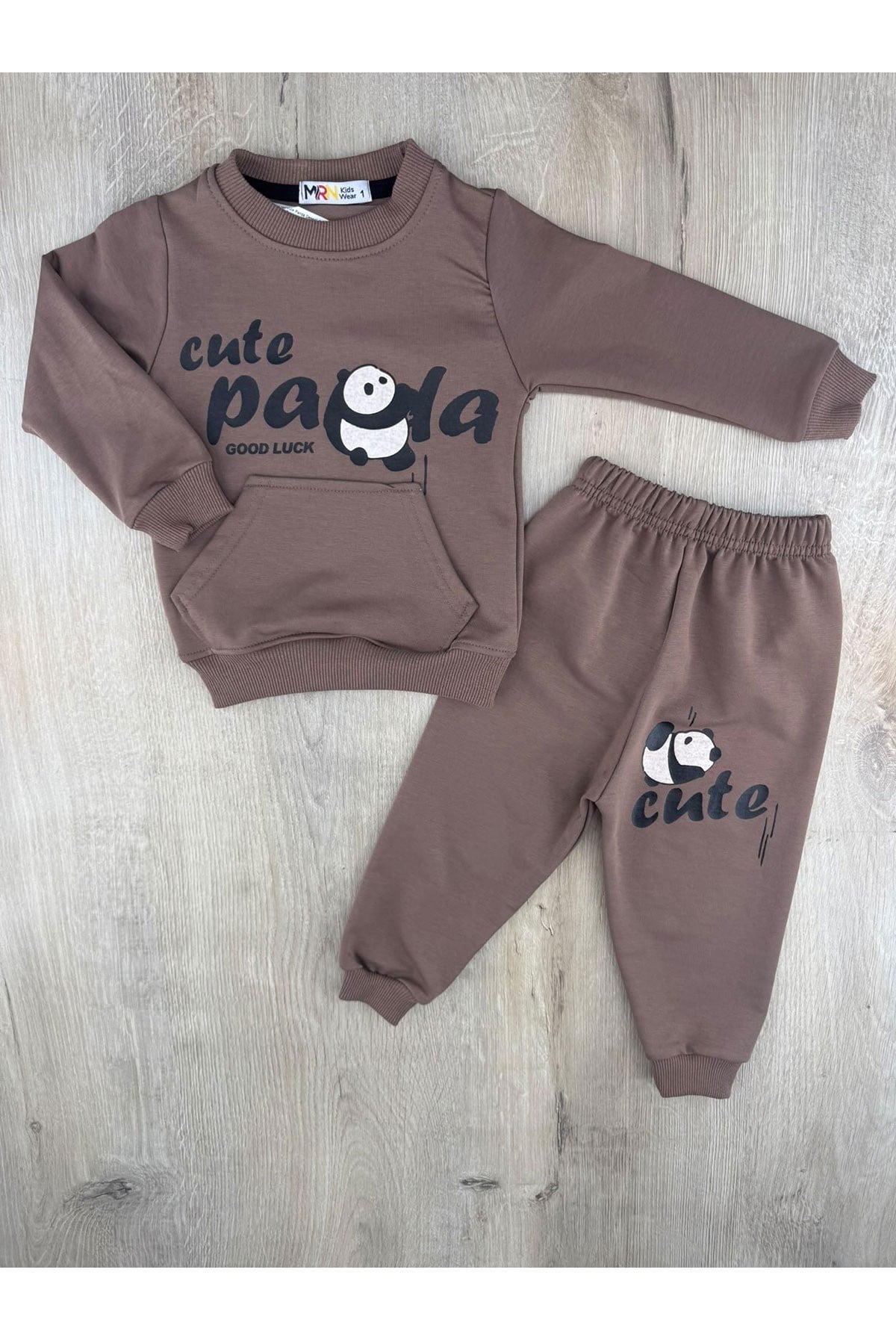 MRN (1-4 Yaş) Cute Panda Desenli Önü Cepli Mevsimlik Takım