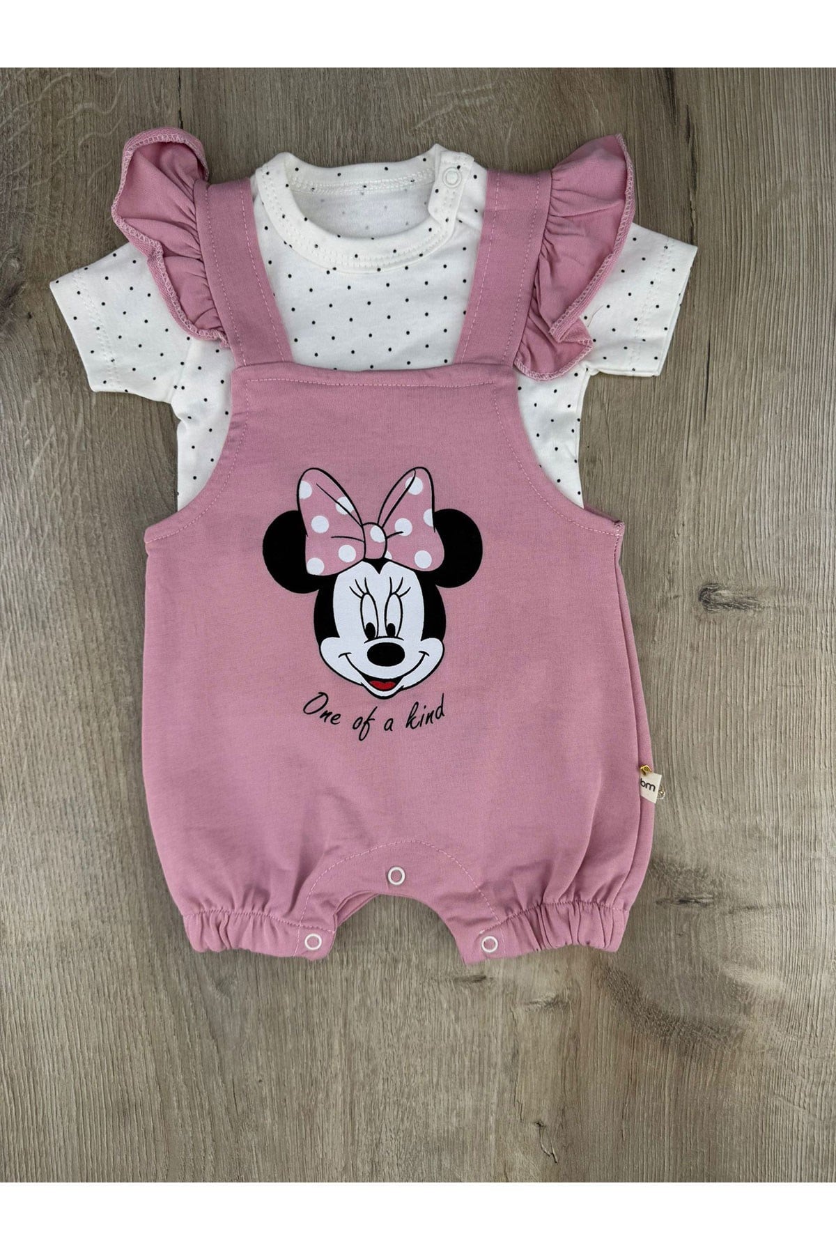 Murat Baby (0-12 Ay) 10497 Fiyonklu Minnie Desenli Kısa Şortlu Tulum