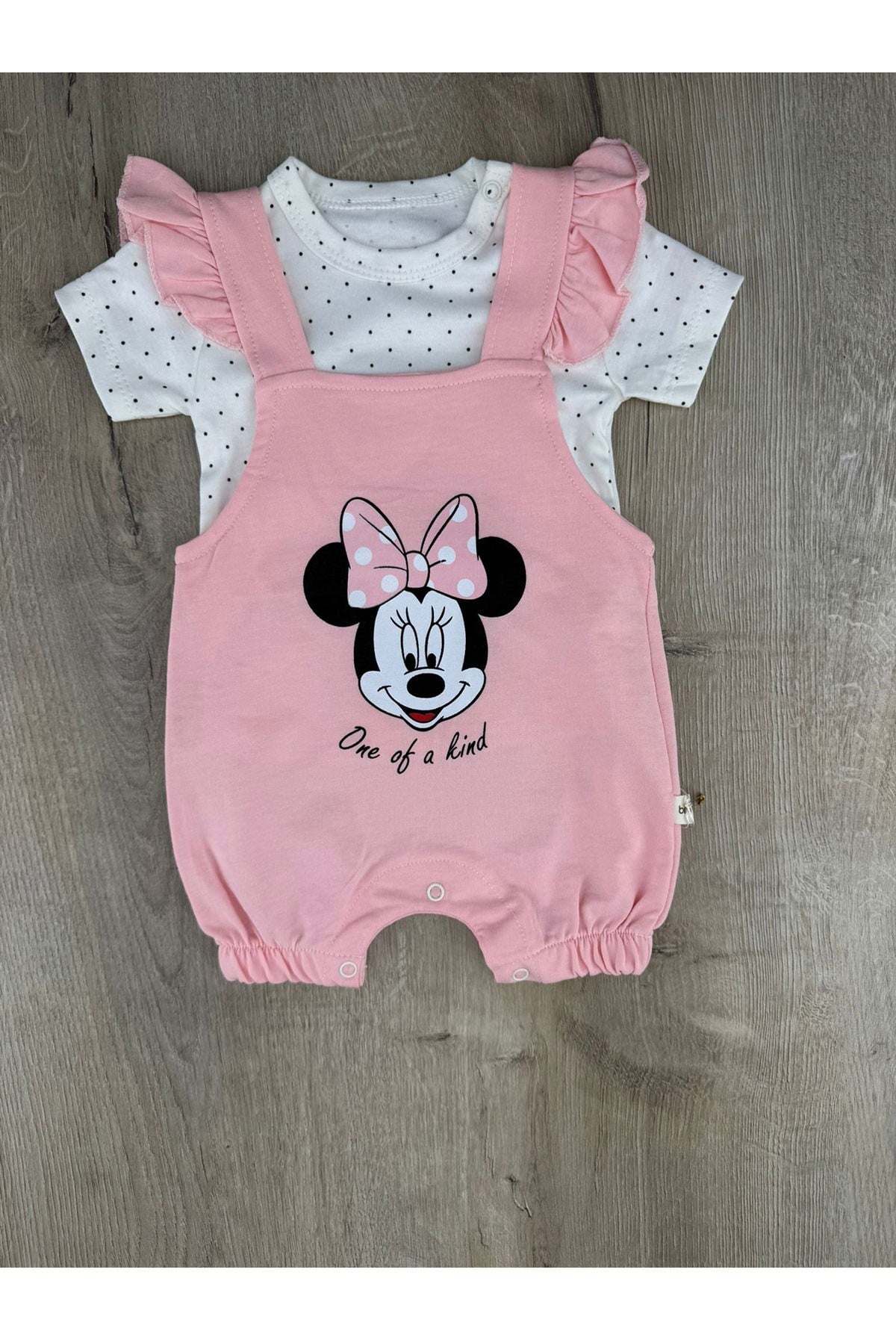 Murat Baby (0-12 Ay) 10497 Fiyonklu Minnie Desenli Kısa Şortlu Tulum