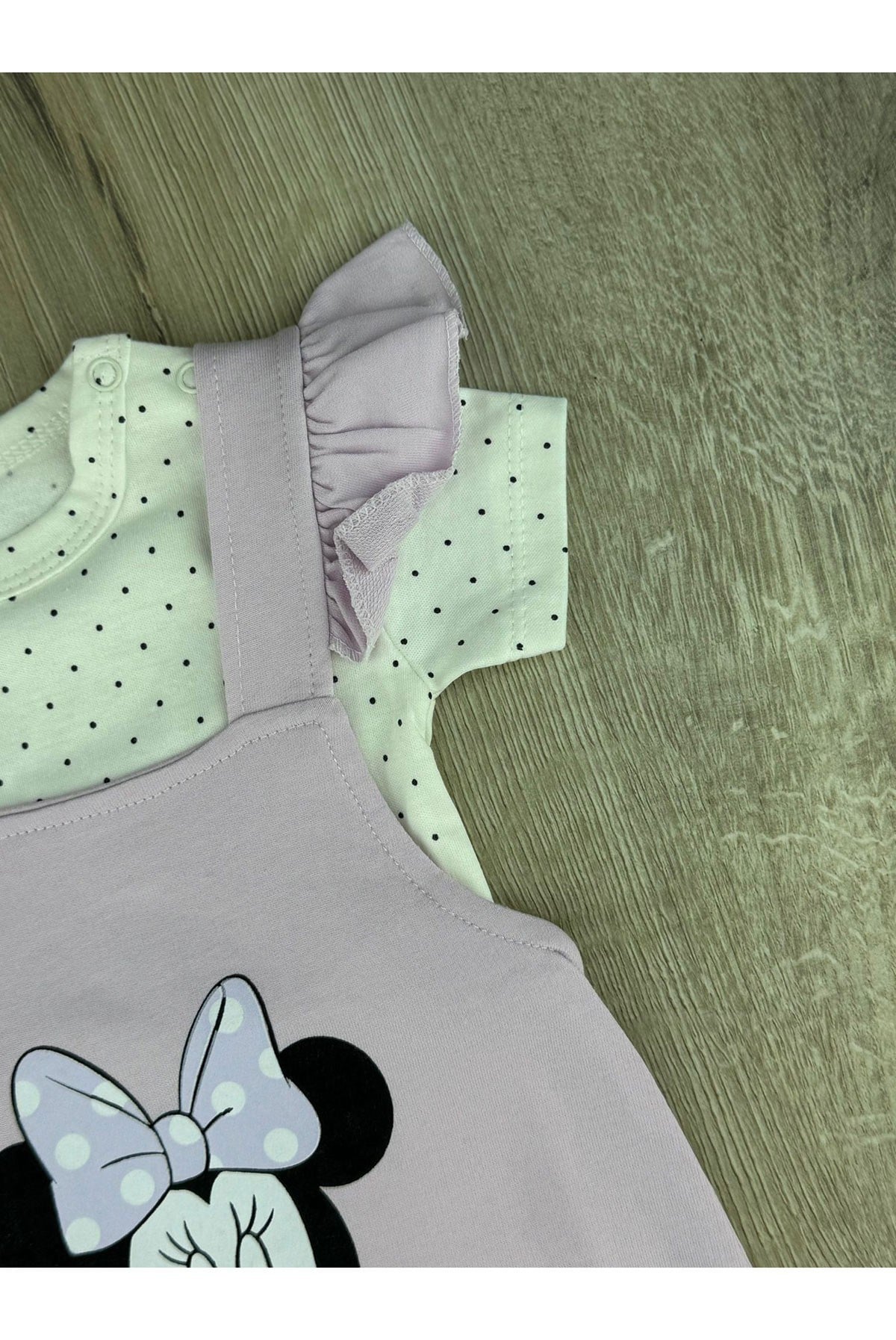 Murat Baby (0-12 Ay) 10497 Fiyonklu Minnie Desenli Kısa Şortlu Tulum