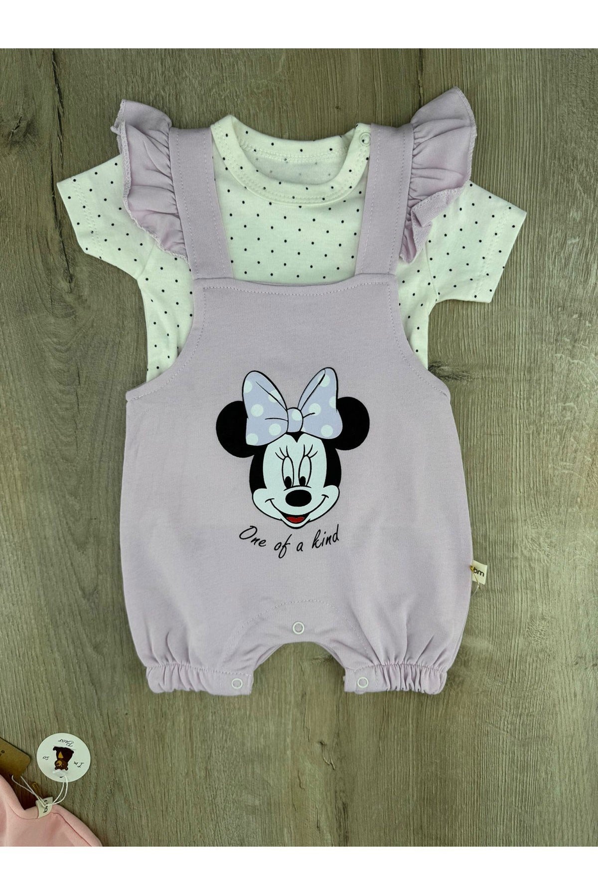 Murat Baby (0-12 Ay) 10497 Fiyonklu Minnie Desenli Kısa Şortlu Tulum