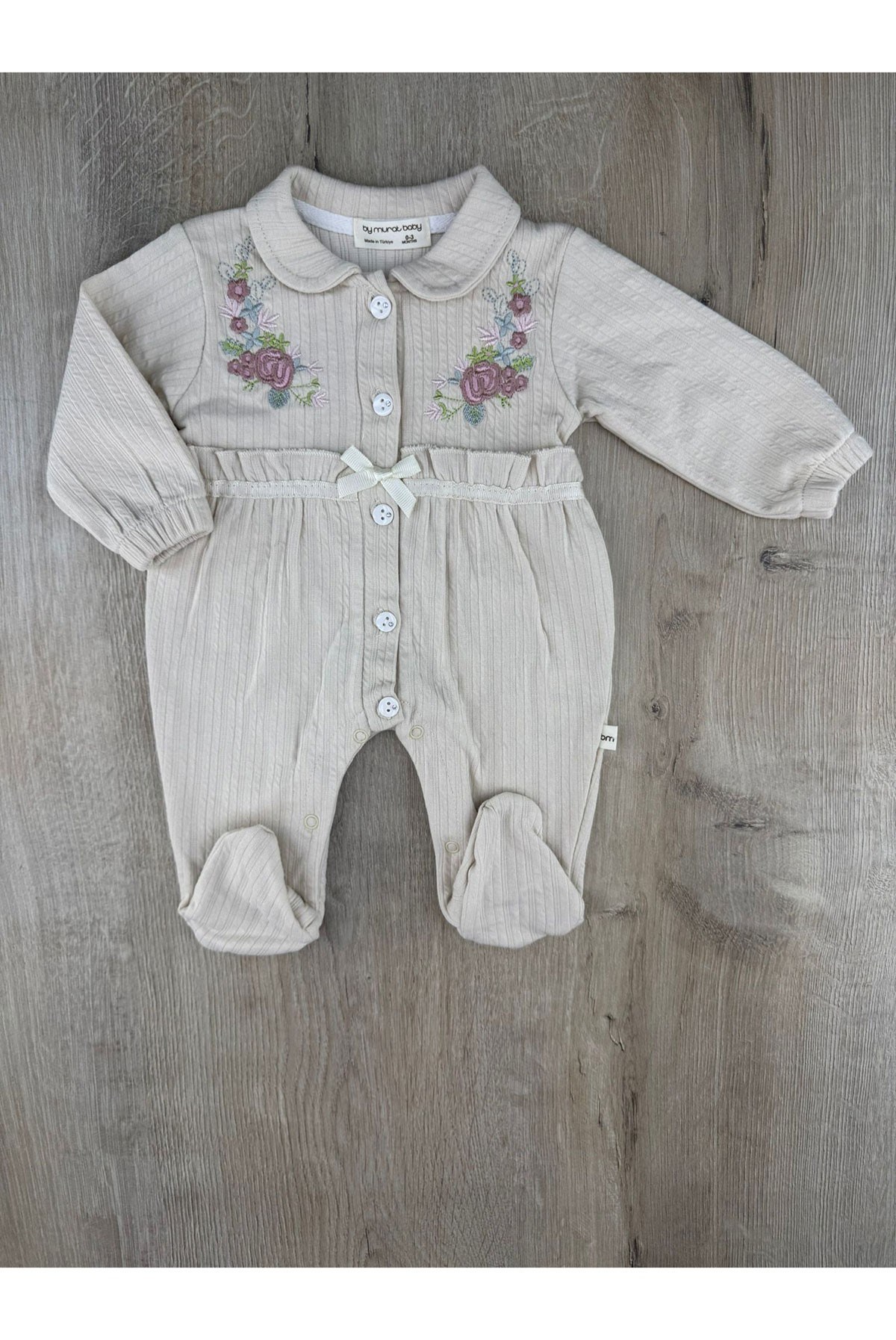 Murat Baby (0-12 Ay) 9556 Kaneviçe Desenli Önden Düğmeli Tulum