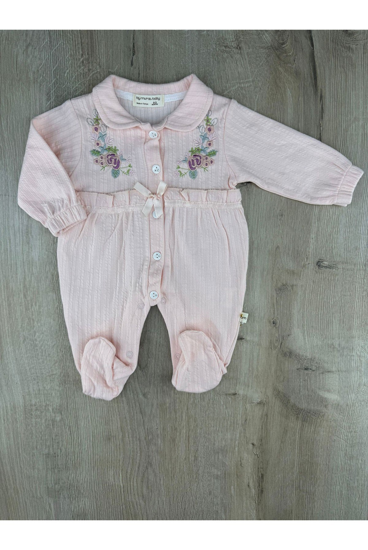 Murat Baby (0-12 Ay) 9556 Kaneviçe Desenli Önden Düğmeli Tulum