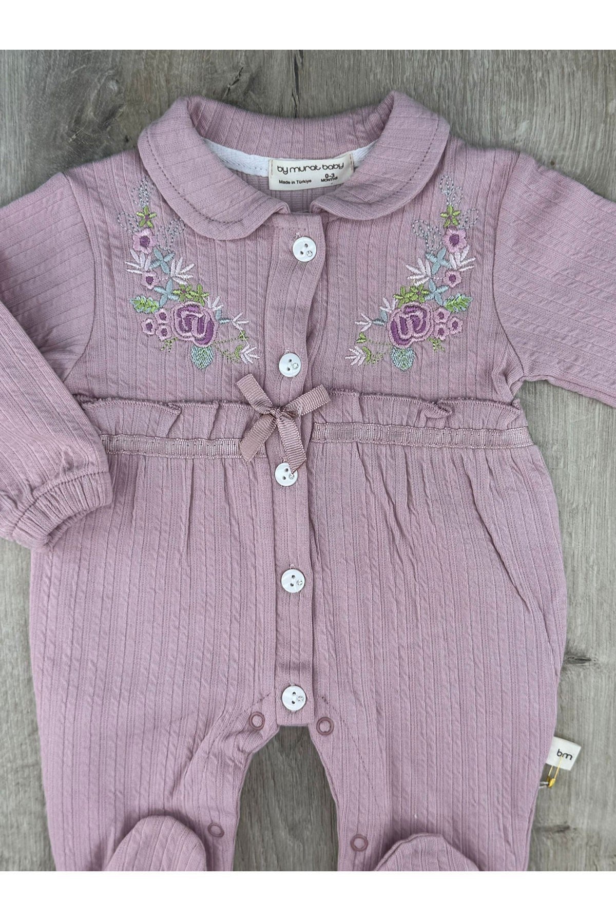 Murat Baby (0-12 Ay) 9556 Kaneviçe Desenli Önden Düğmeli Tulum