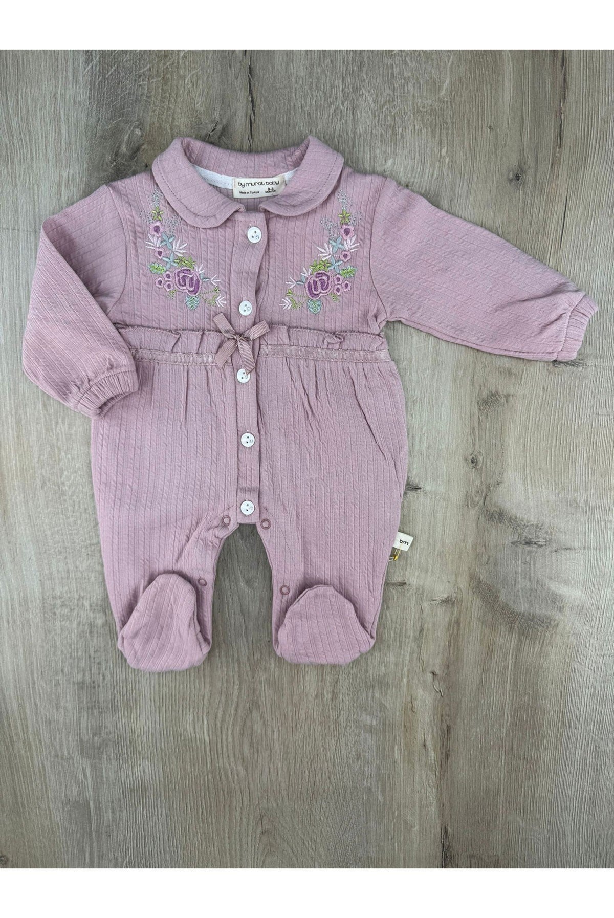 Murat Baby (0-12 Ay) 9556 Kaneviçe Desenli Önden Düğmeli Tulum