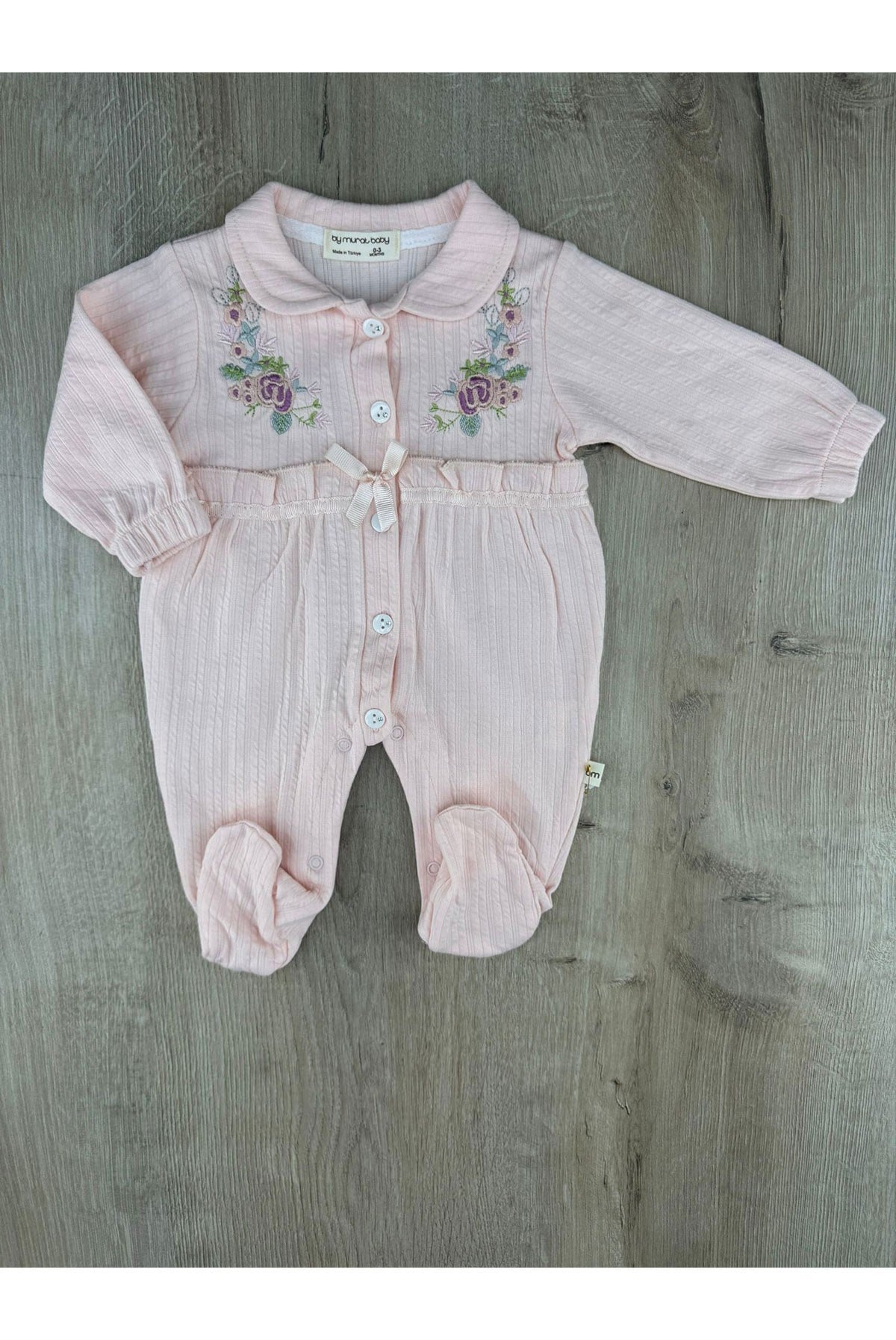 Murat Baby (0-12 Ay) 9556 Kaneviçe Desenli Önden Düğmeli Tulum