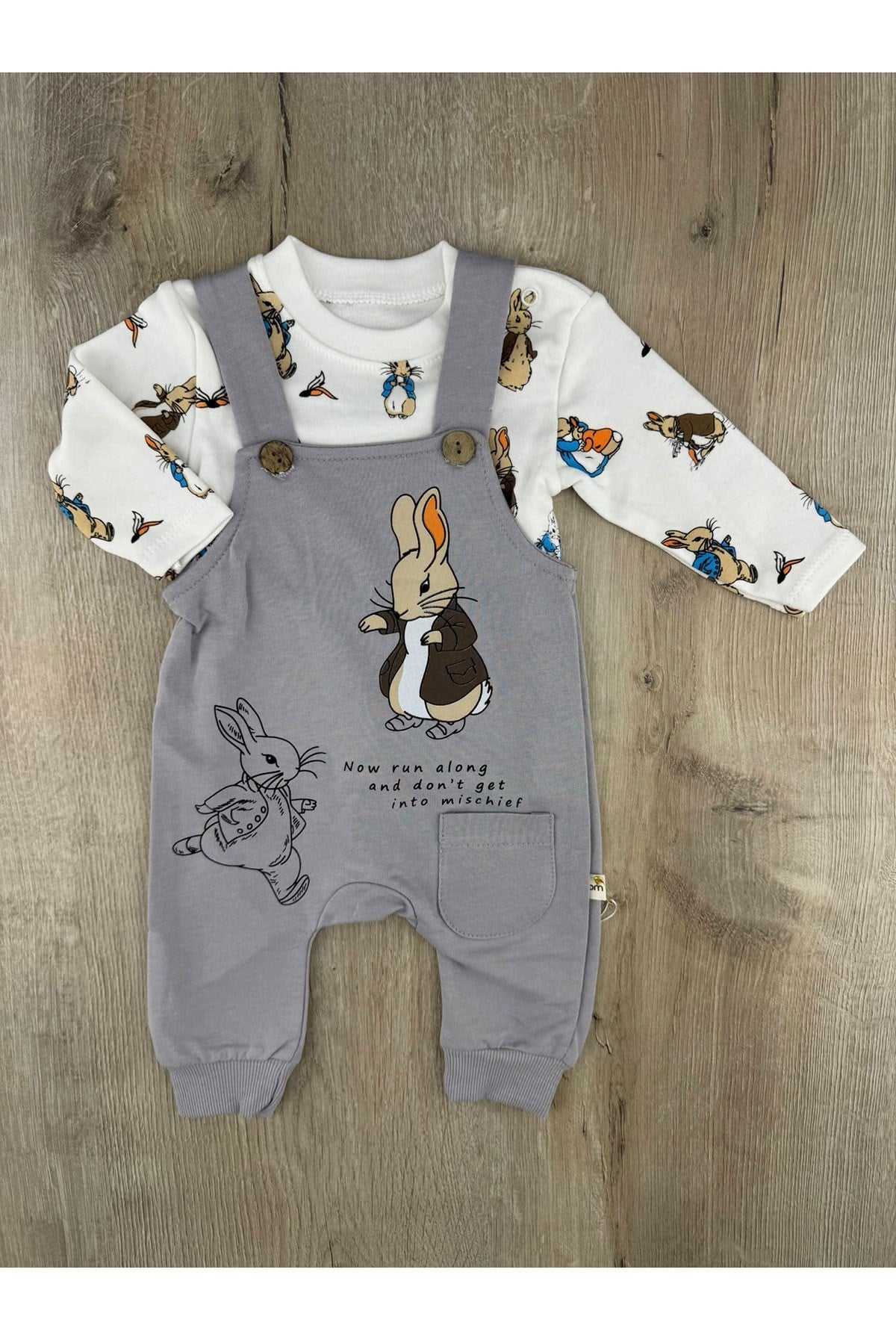 Murat Baby (0-12 Ay) 9745 Sevimli Tavşan Desenli Badili Slopet Tulum