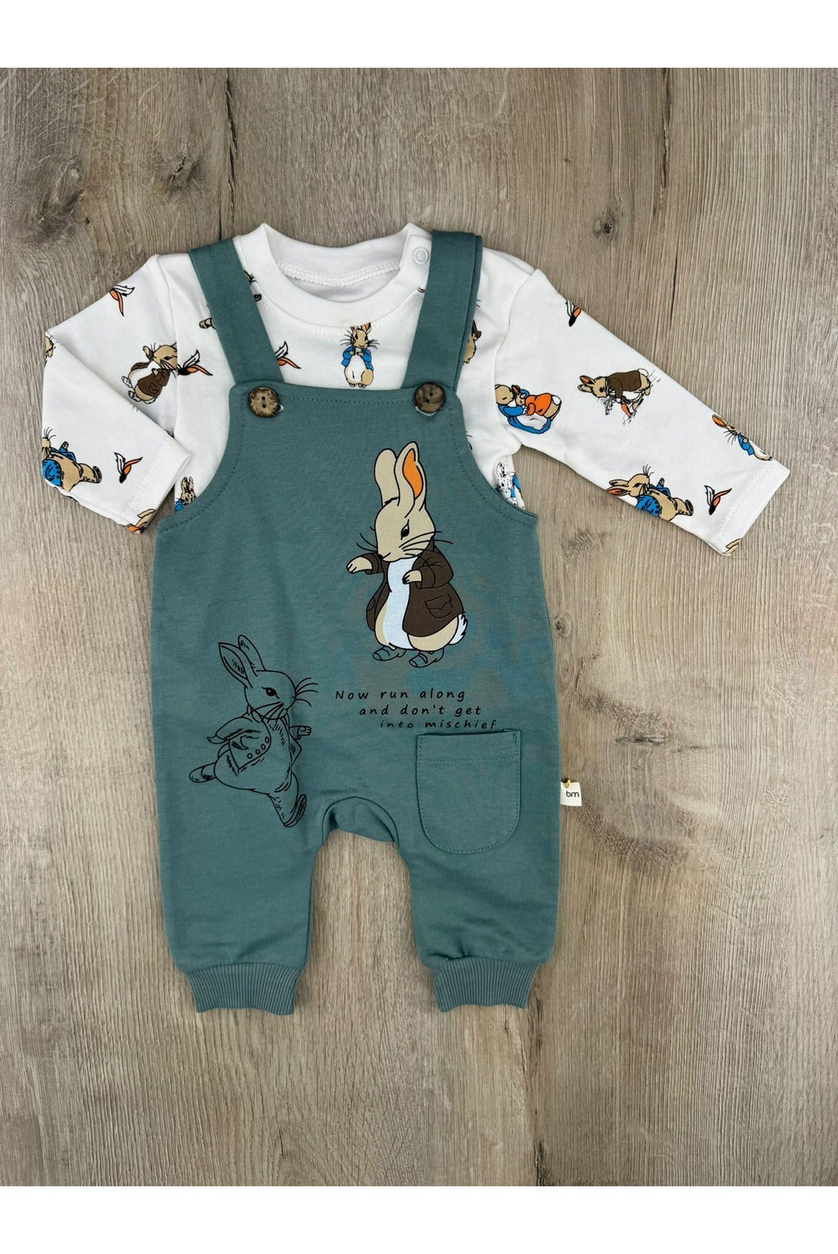 Murat Baby (0-12 Ay) 9745 Sevimli Tavşan Desenli Badili Slopet Tulum